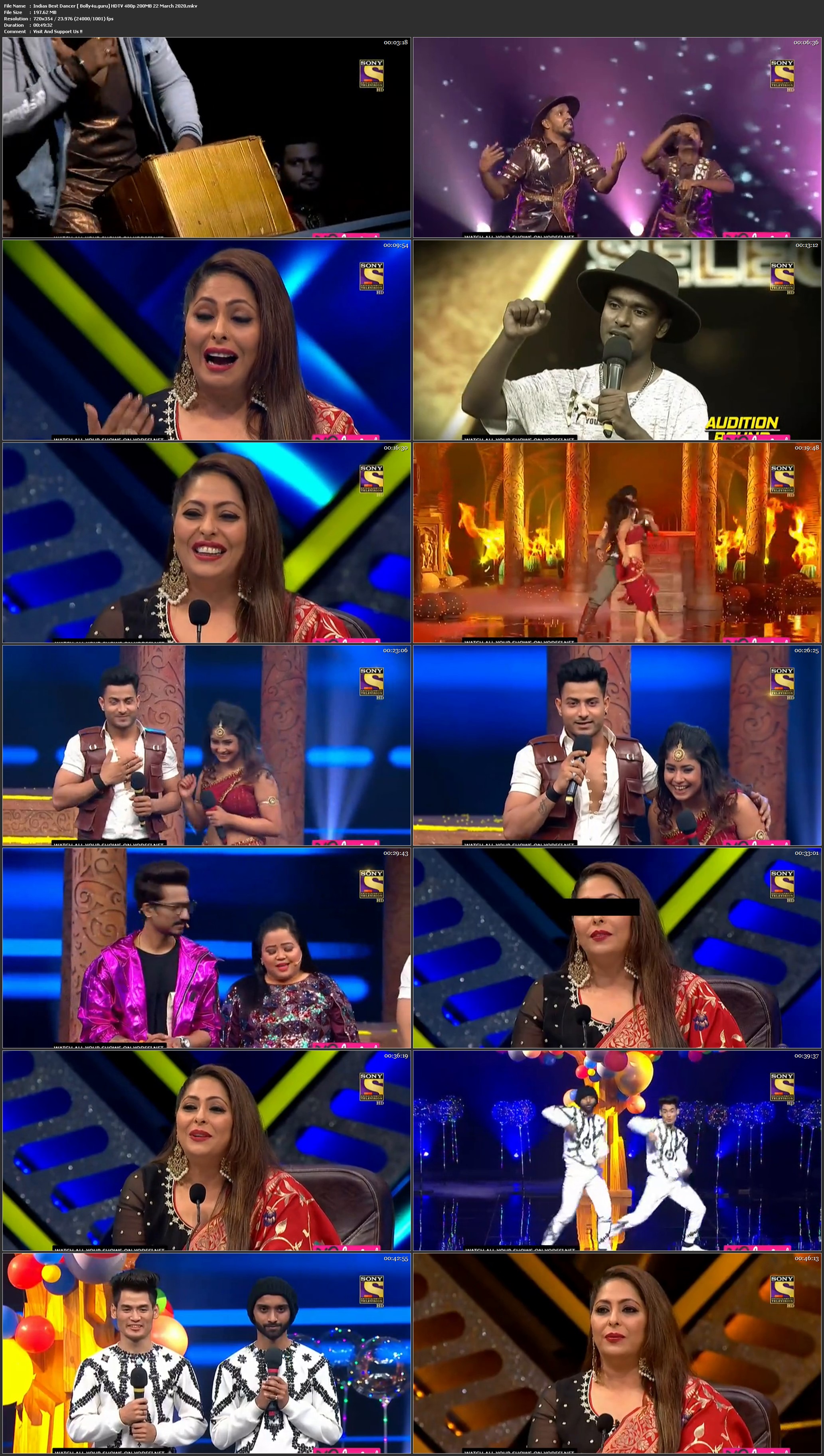Indias Best Dancer HDTV 480p 200MB 22 March 2020 Download