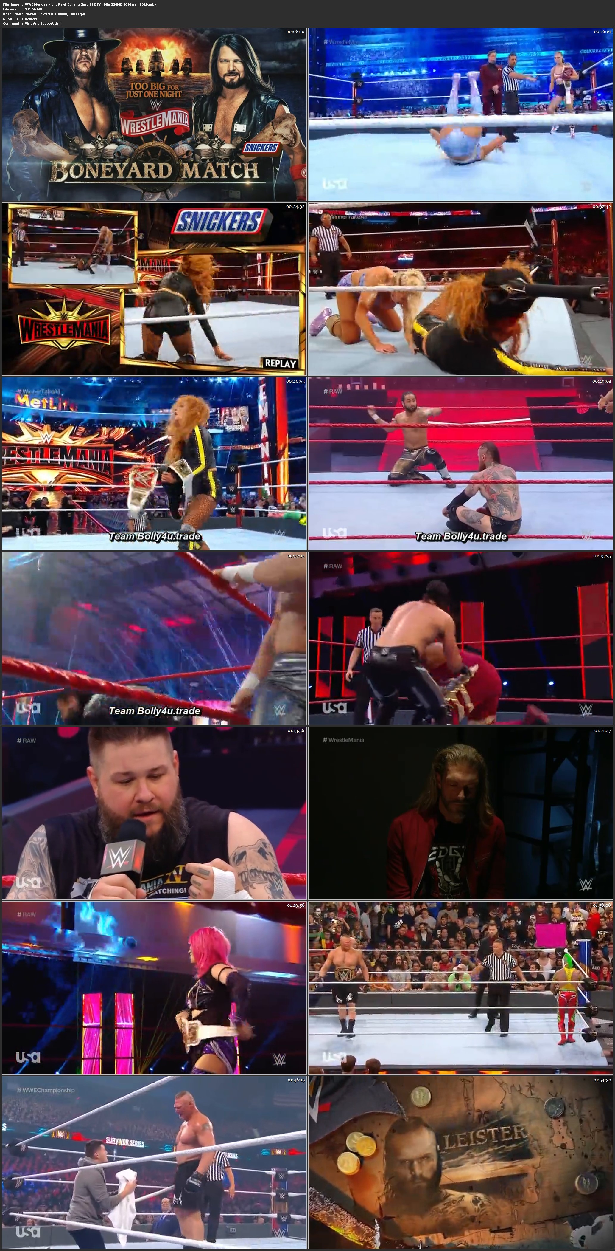 WWE Monday Night Raw HDTV 480p 350MB 30 March 2020 Download