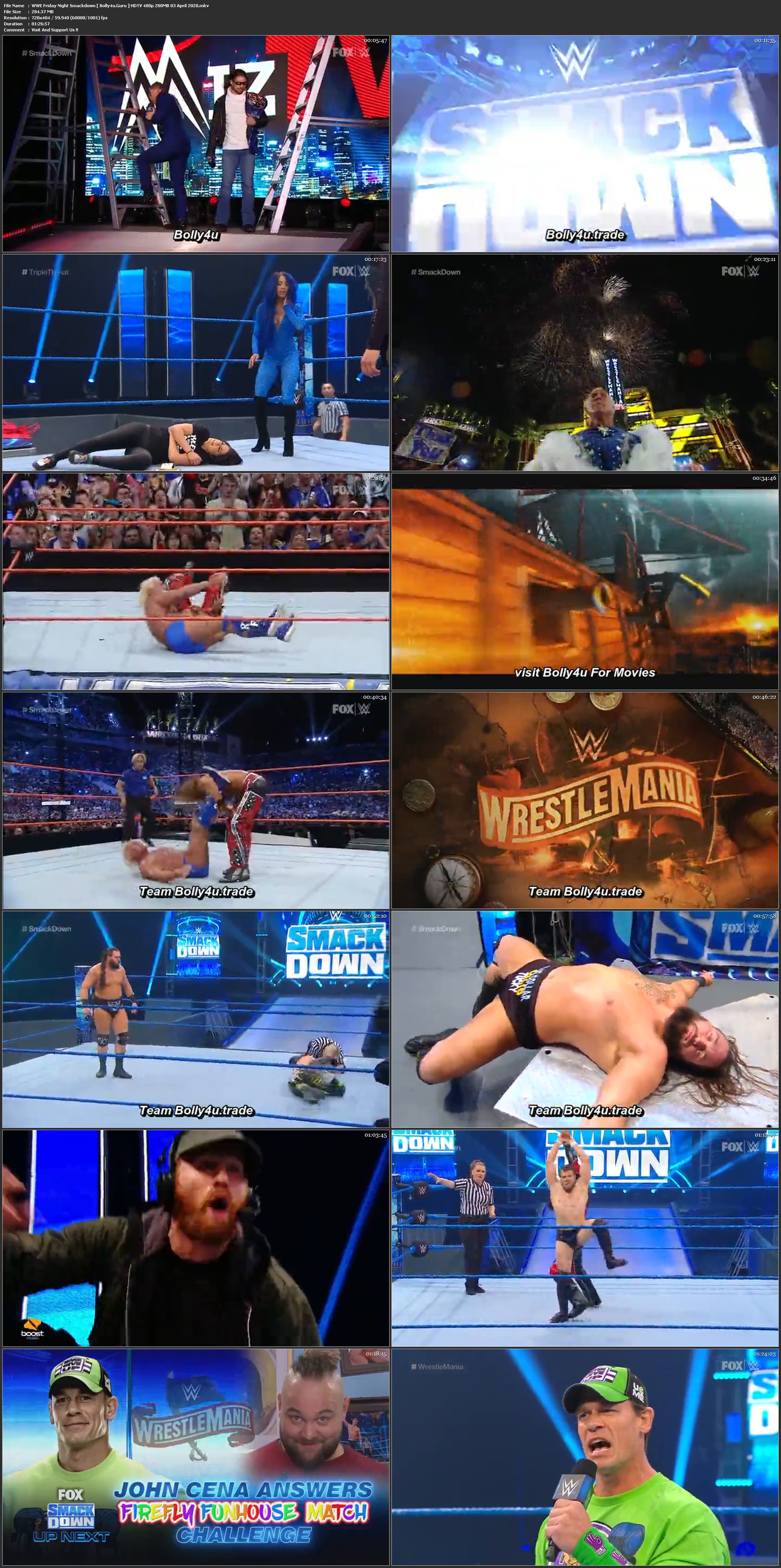 WWE Friday Night Smackdown HDTV 480p 280MB 03 April 2020 Download