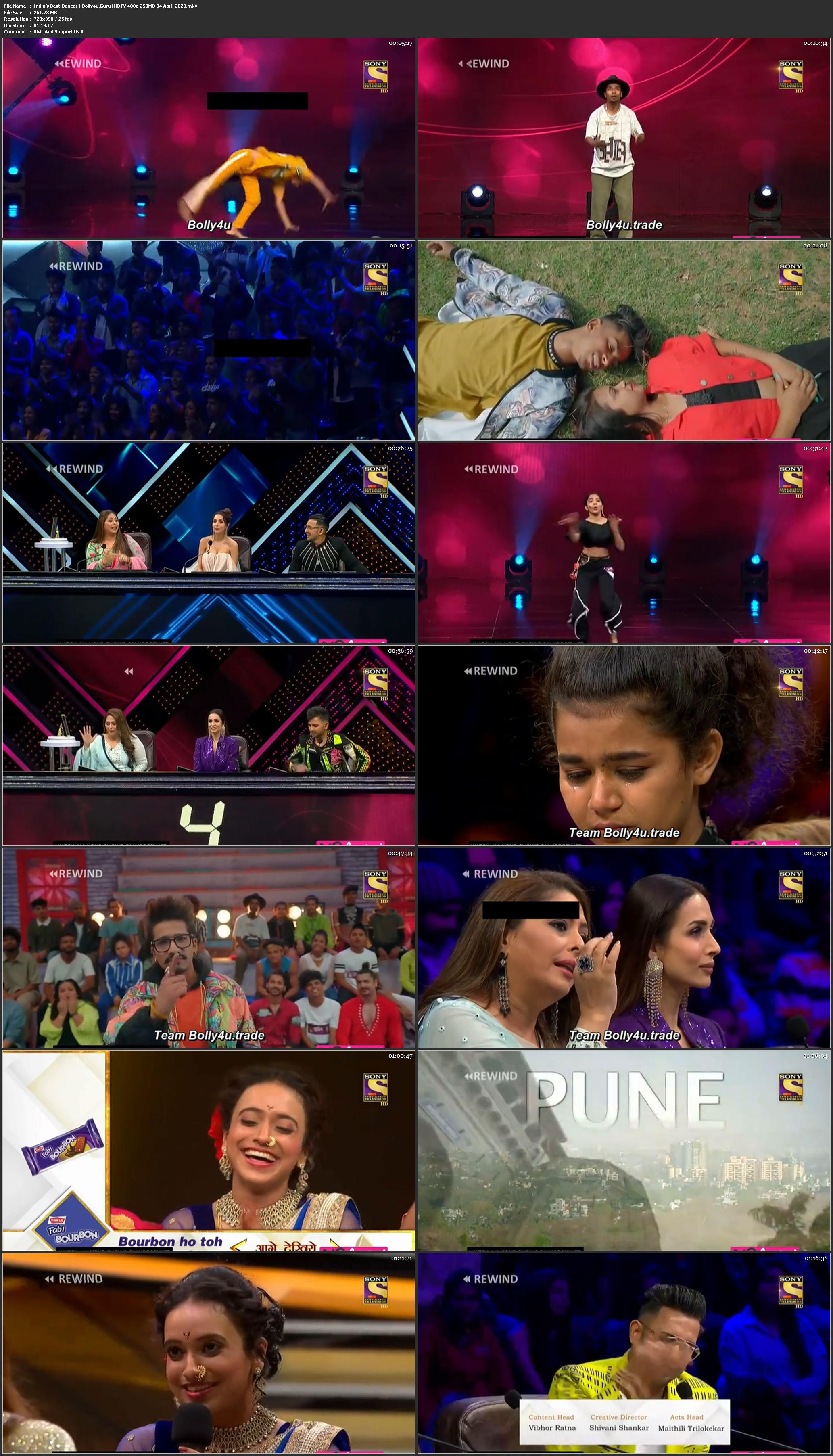 Indias Best Dancer HDTV 480p 250MB 04 April 2020 Download