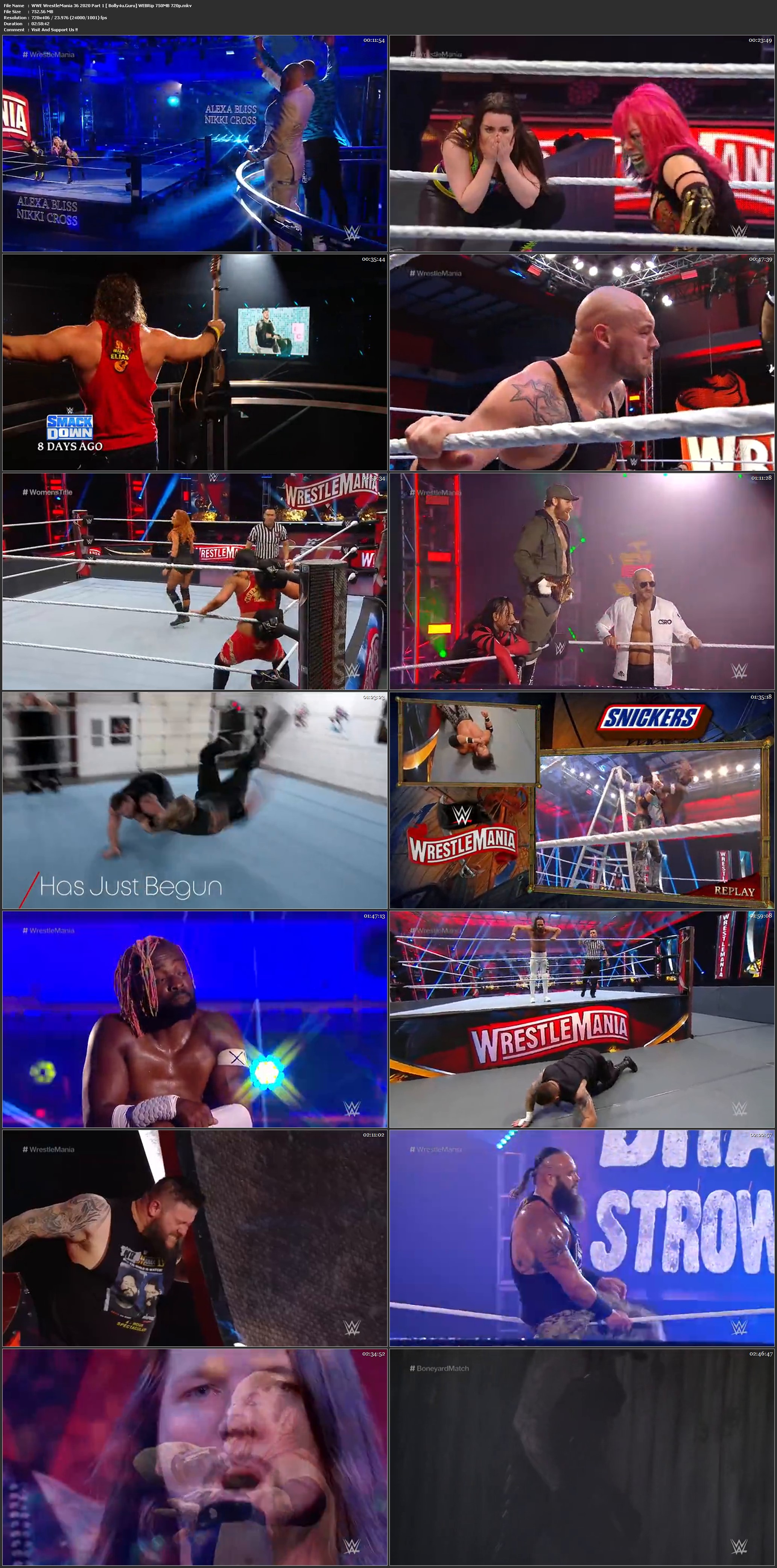 WWE WrestleMania 36 2020 PPV WEBRip Part 1 750MB 720p Download