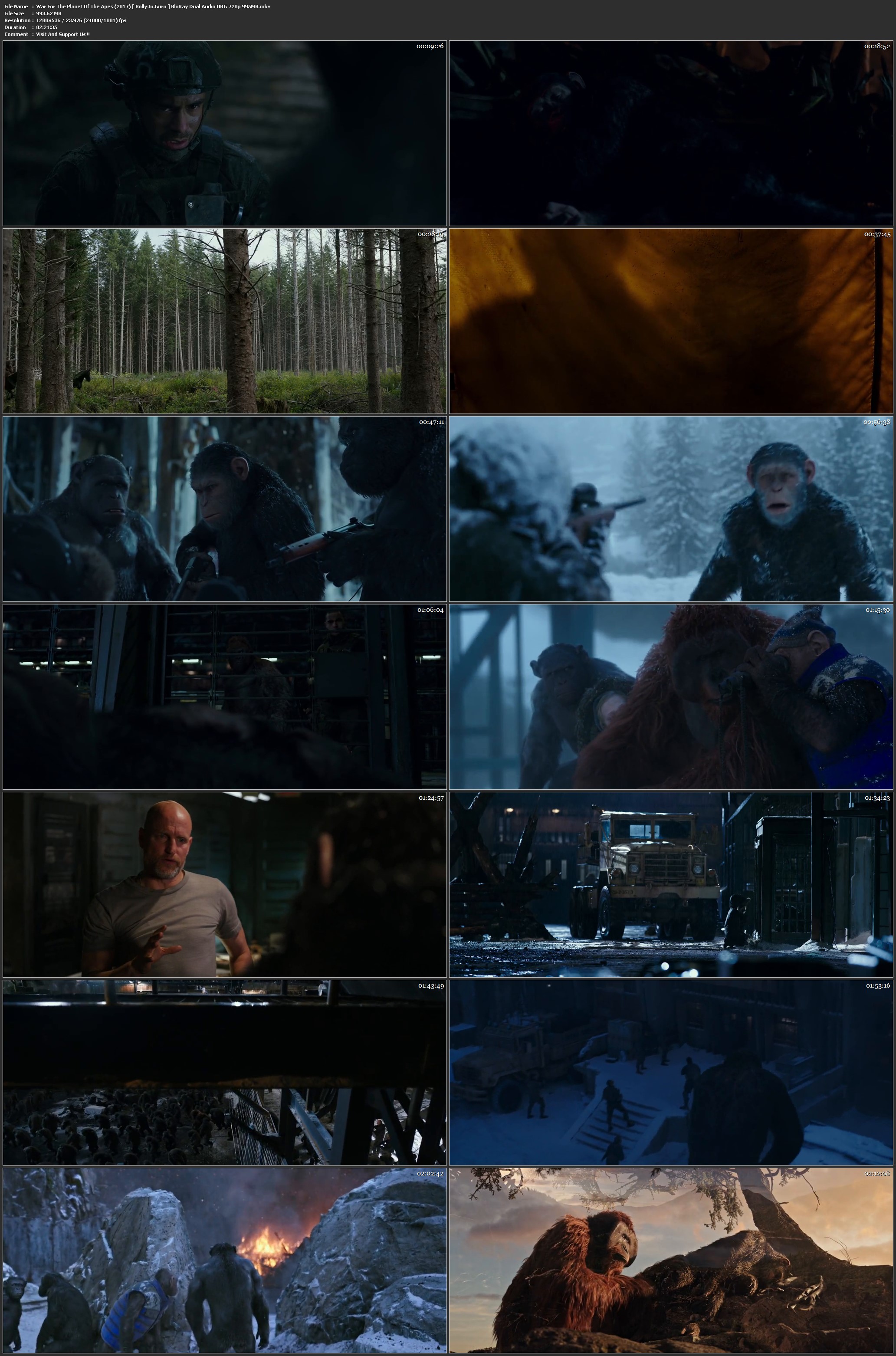 War For The Planet Of The Apes 2017 BRRip 450MB Hindi Dual Audio ORG 480p Download