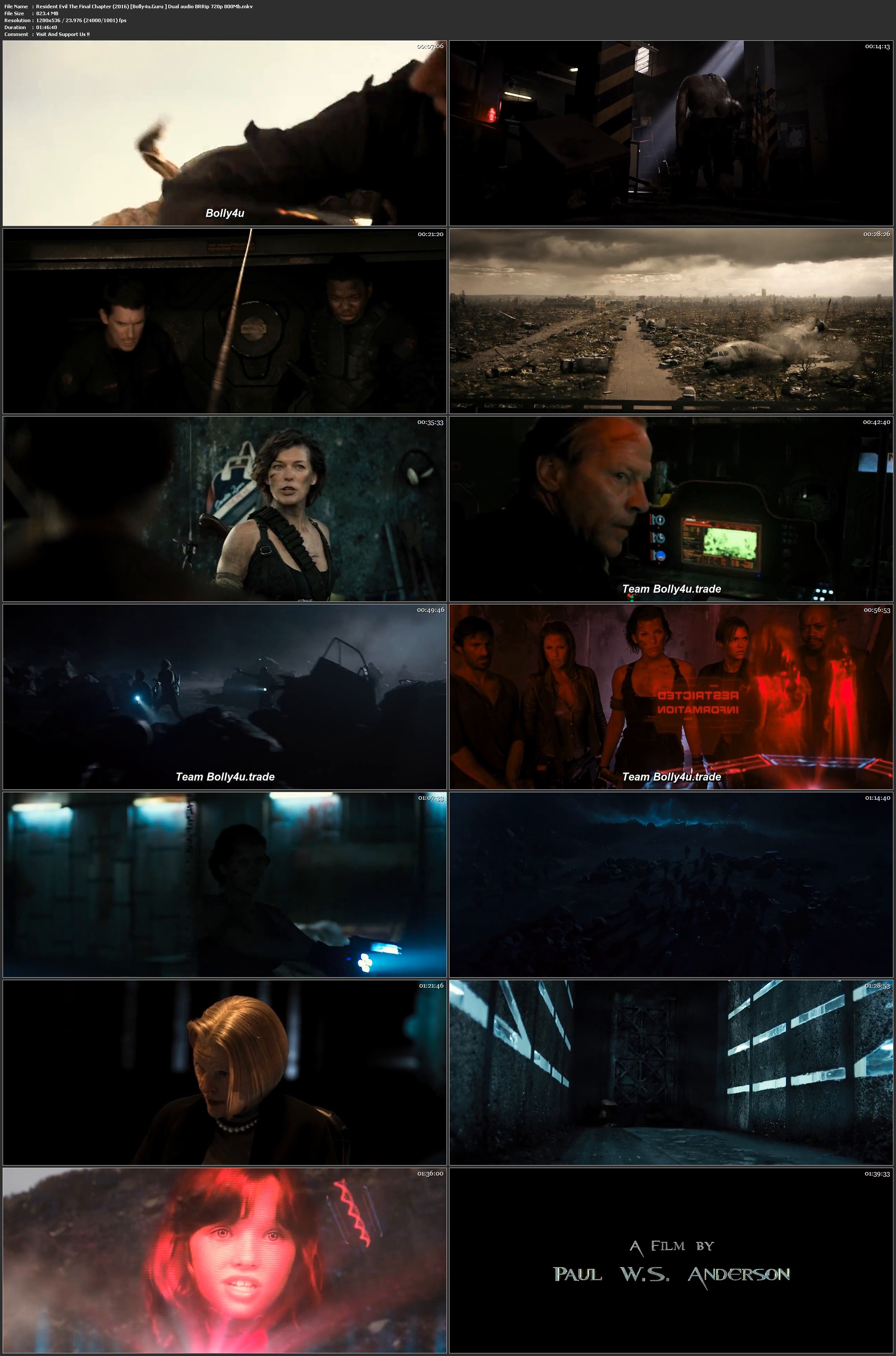 Resident Evil The Final Chapter 2016 BRRip 300Mb Hindi Dual Audio 480p Download