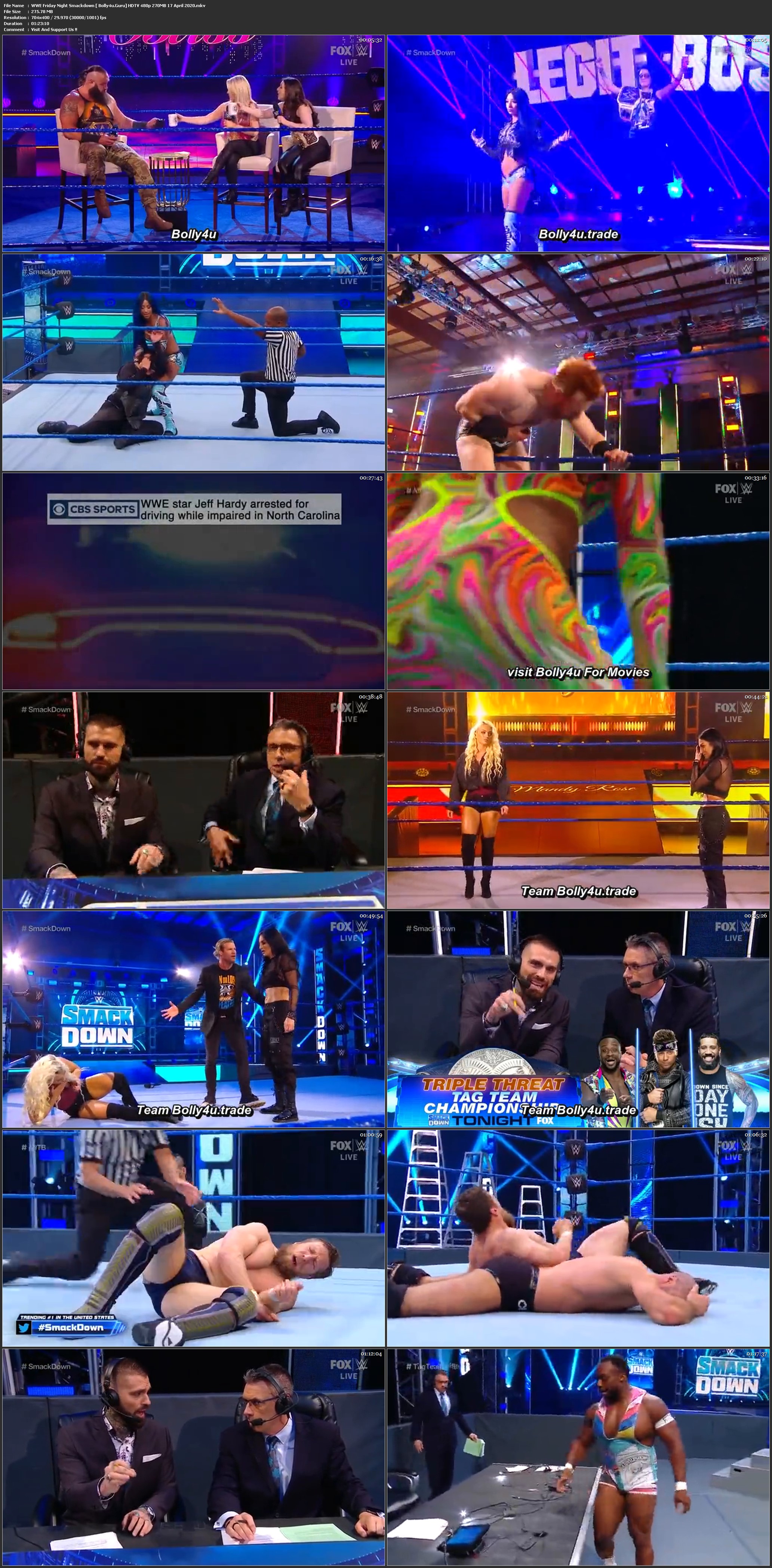 WWE Friday Night Smackdown HDTV 480p 270MB 17 April 2020 Download