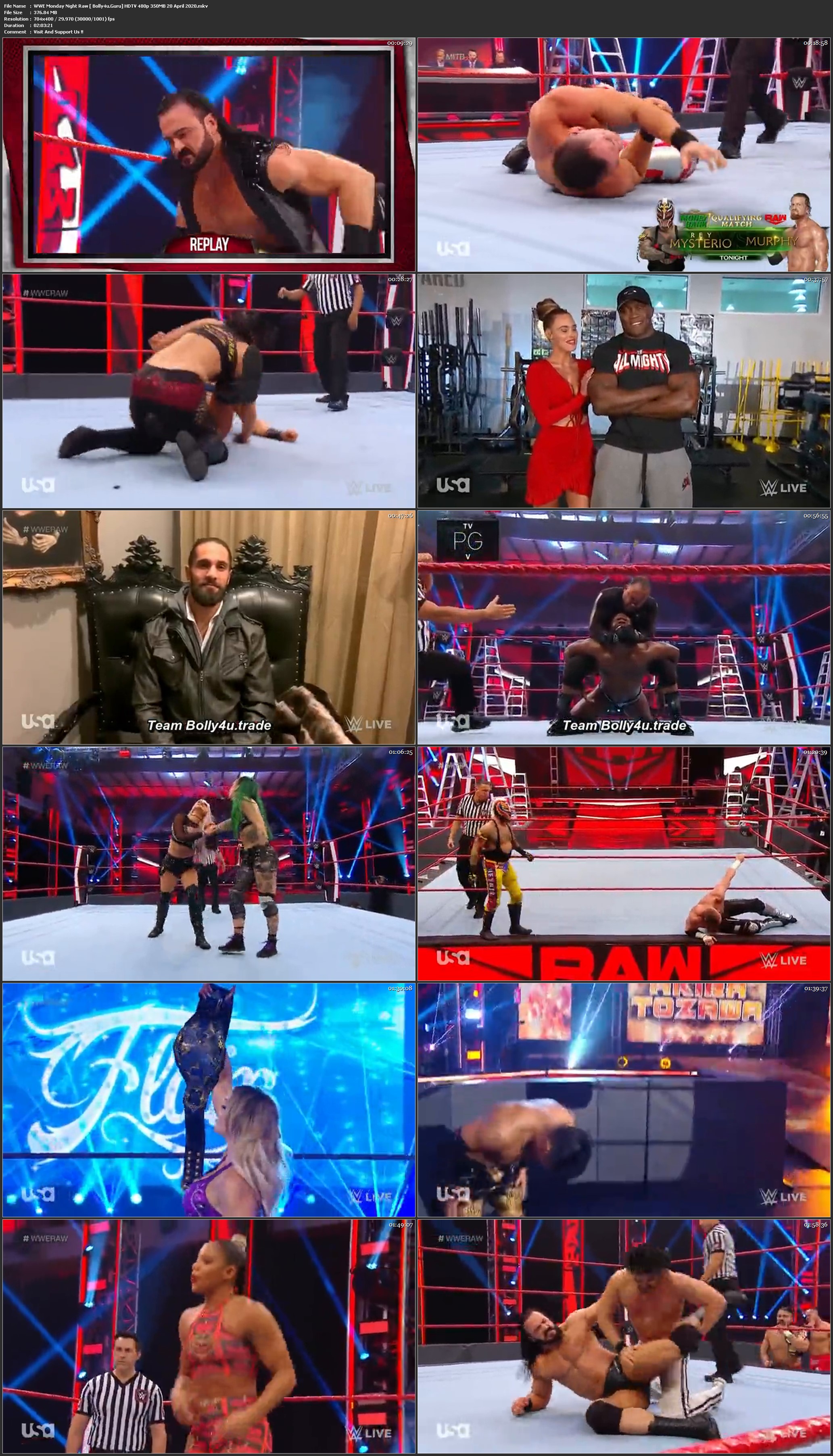 WWE Monday Night Raw HDTV 480p 350MB 20 April 2020 Download