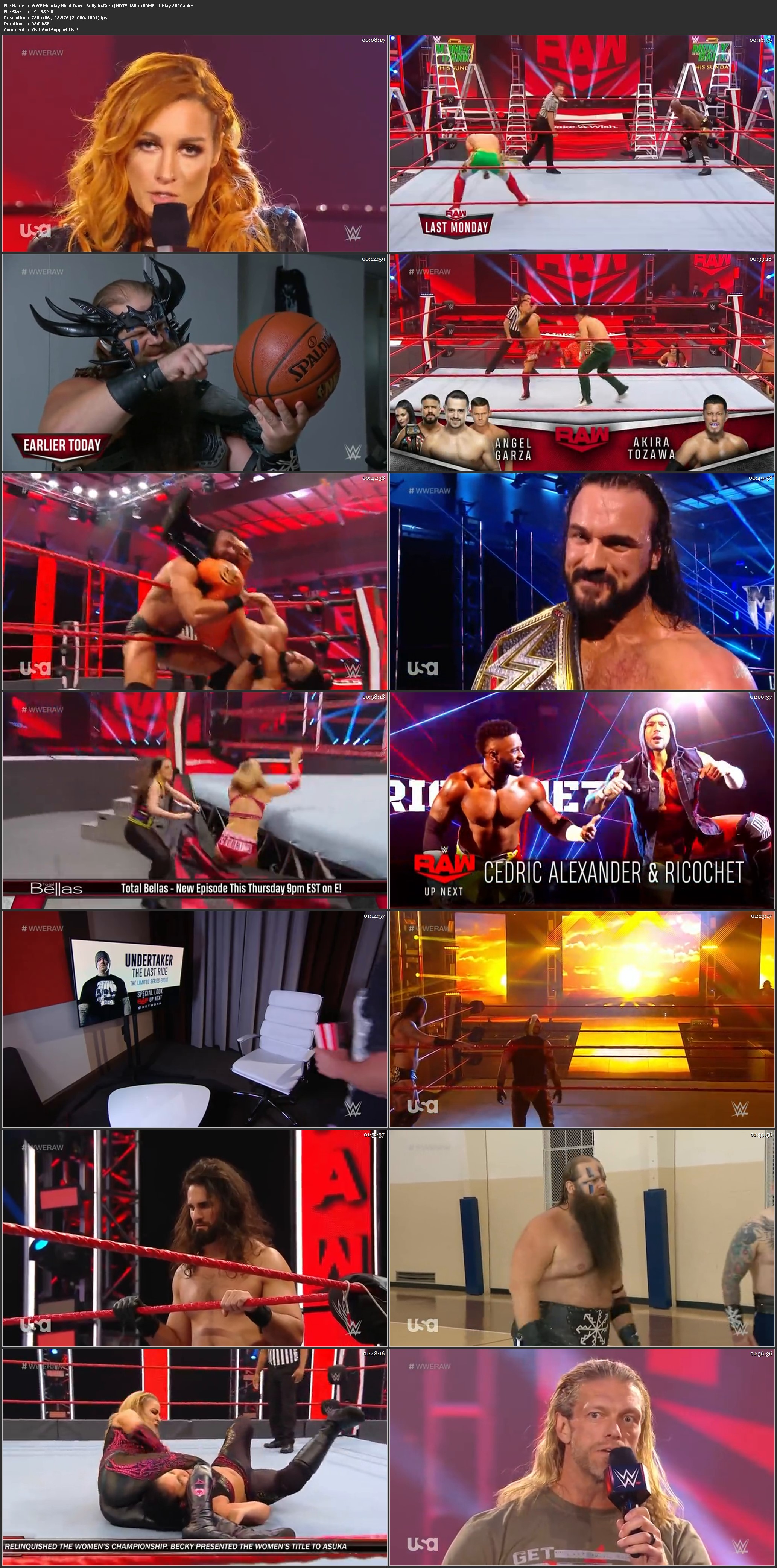 WWE Monday Night Raw HDTV 480p 450MB 11 May 2020 Download