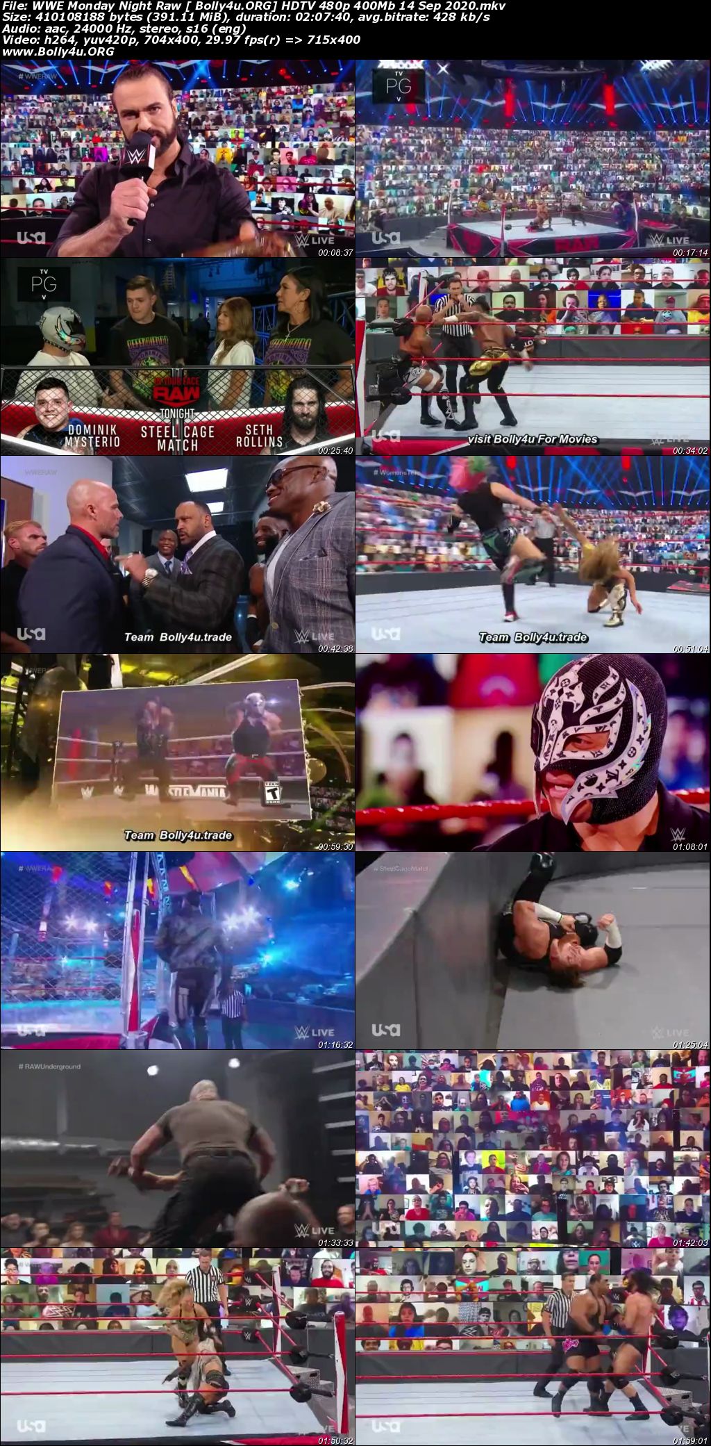 WWE Monday Night Raw HDTV 480p 400Mb 14 Sep 2020 Download