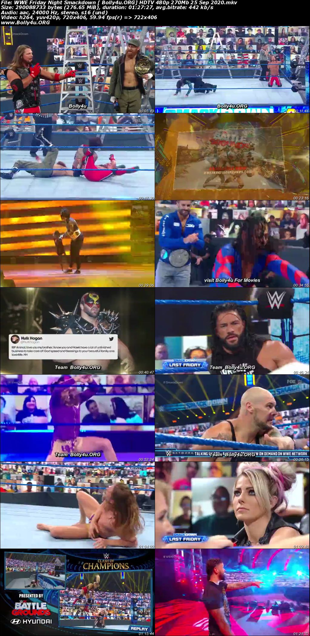 WWE Friday Night Smackdown HDTV 480p 270Mb 25 Sep 2020 Download