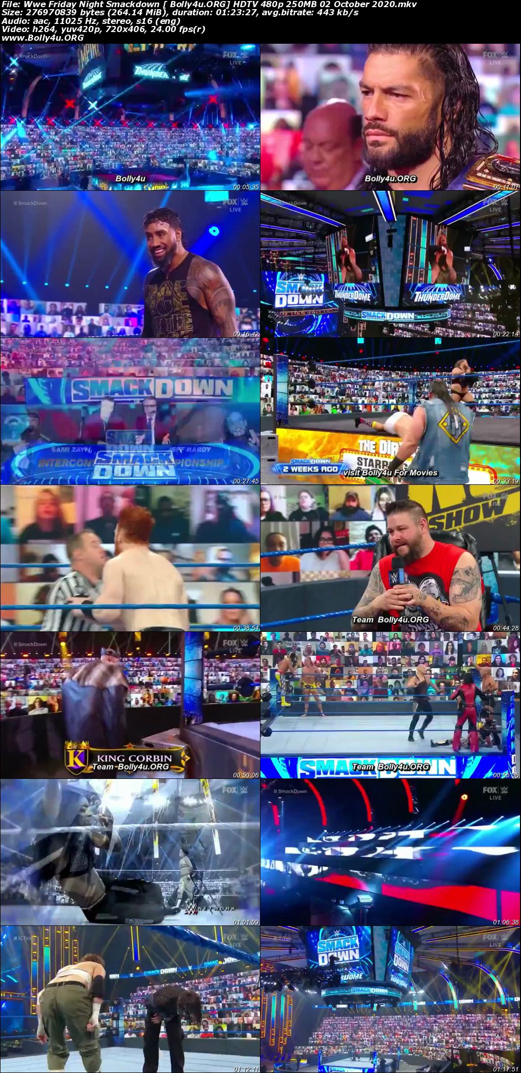 WWE Friday Night Smackdown HDTV 480p 250MB 02 October 2020 Download