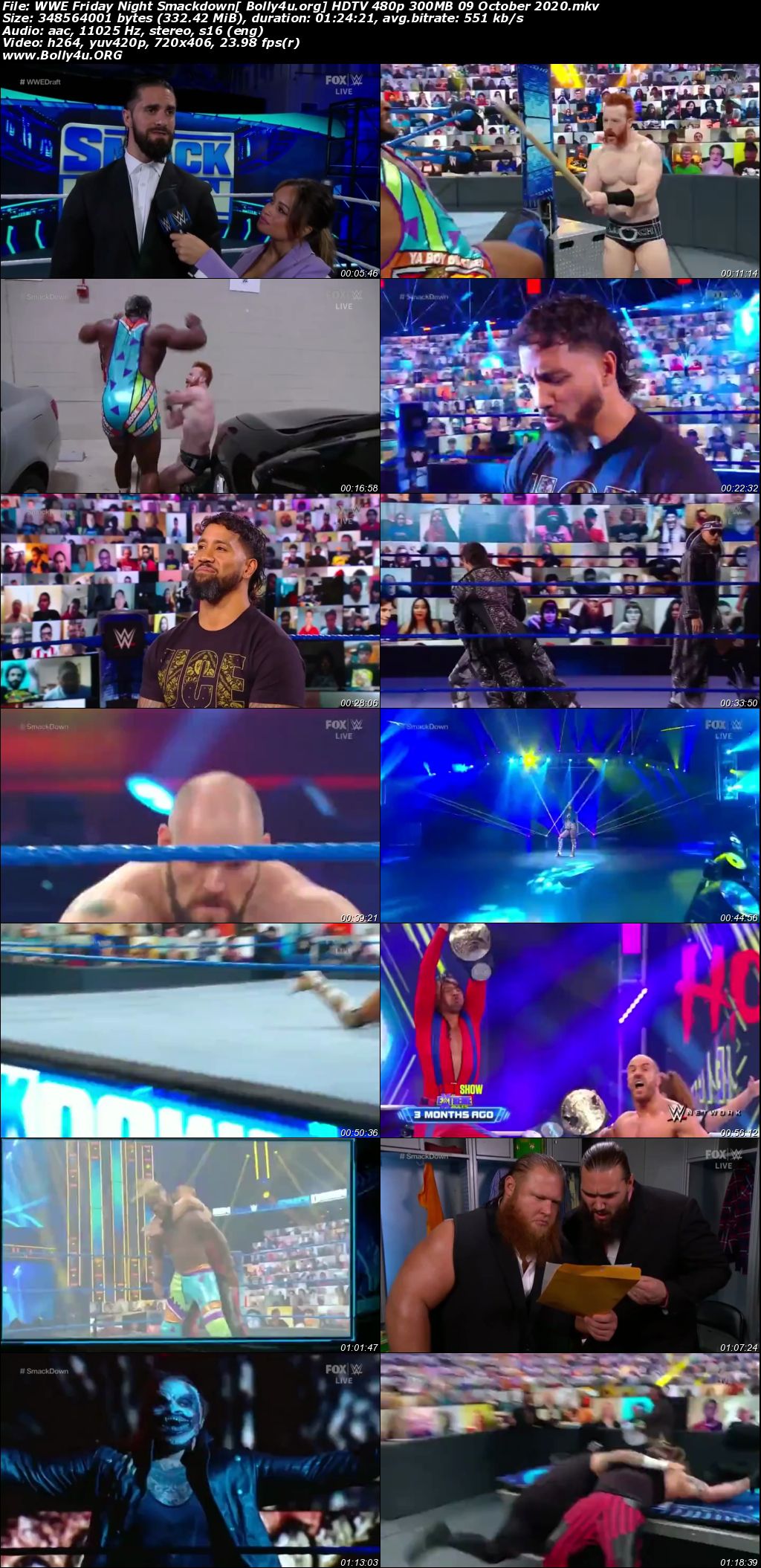 WWE Friday Night Smackdown HDTV 480p 300MB 09 October 2020 Download