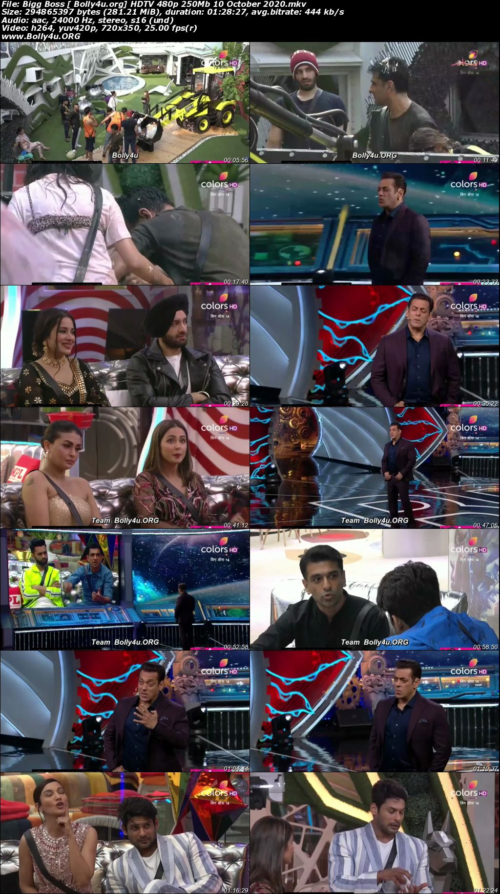 Bigg Boss S14 HDTV 480p 250Mb 10 October 2020 Download