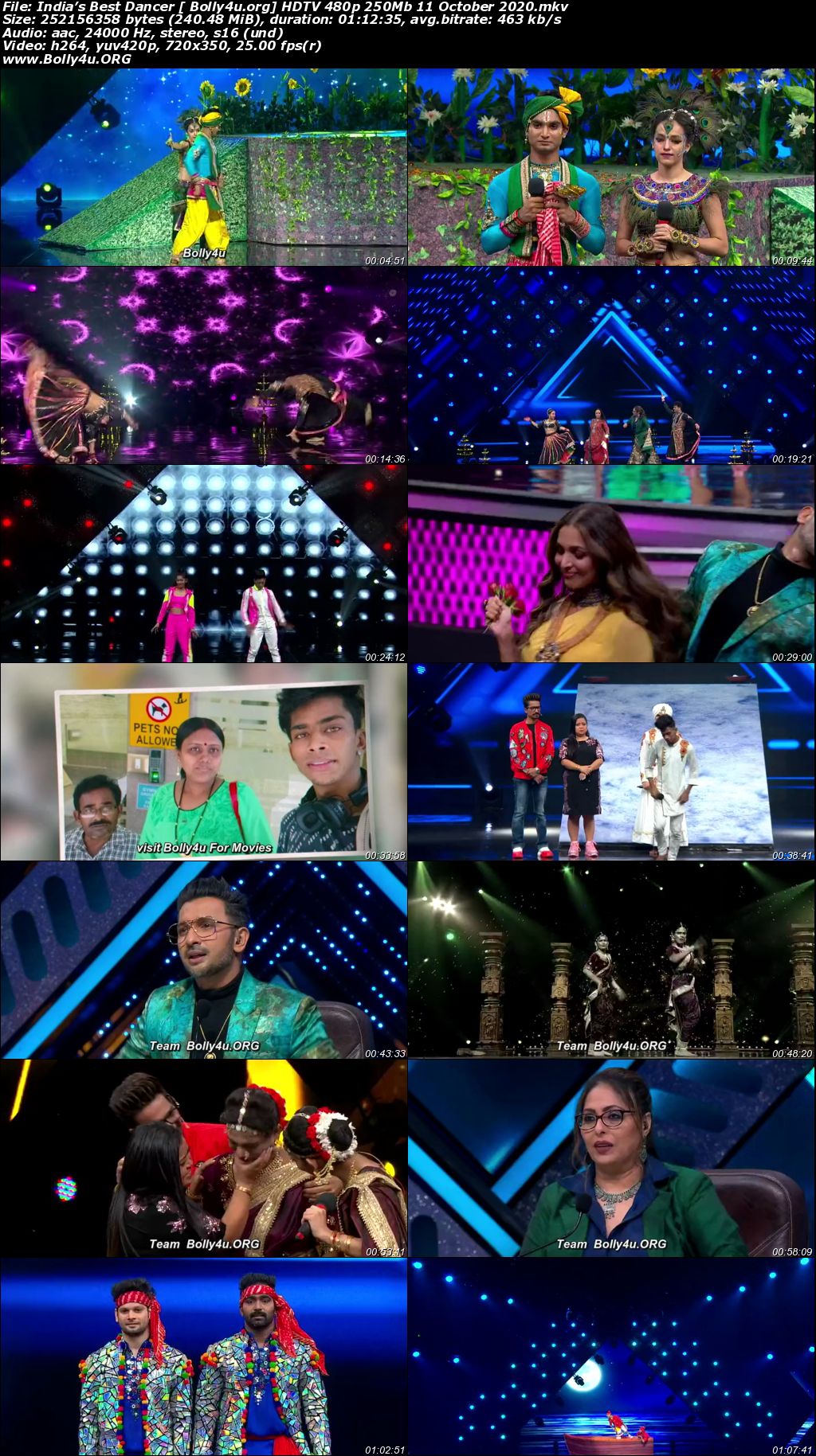 Indias Best Dancer HDTV 480p 250Mb 11 October 2020 Download