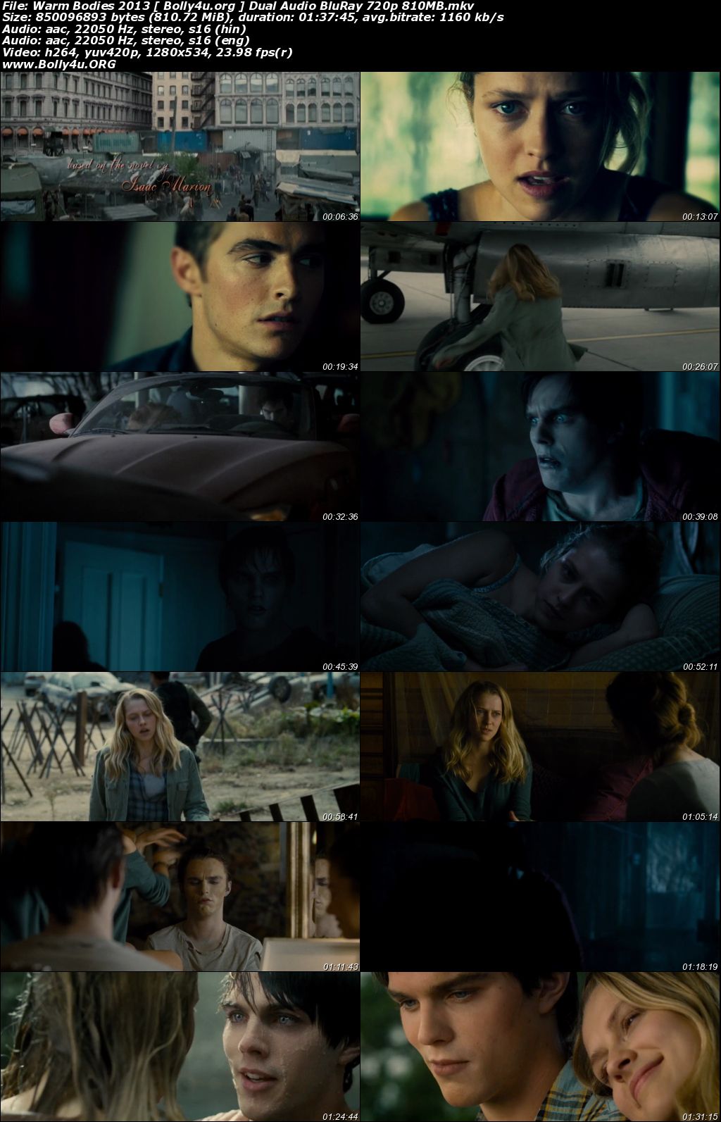 Warm Bodies 2013 BluRay 800MB Hindi Dual Audio 720p Download