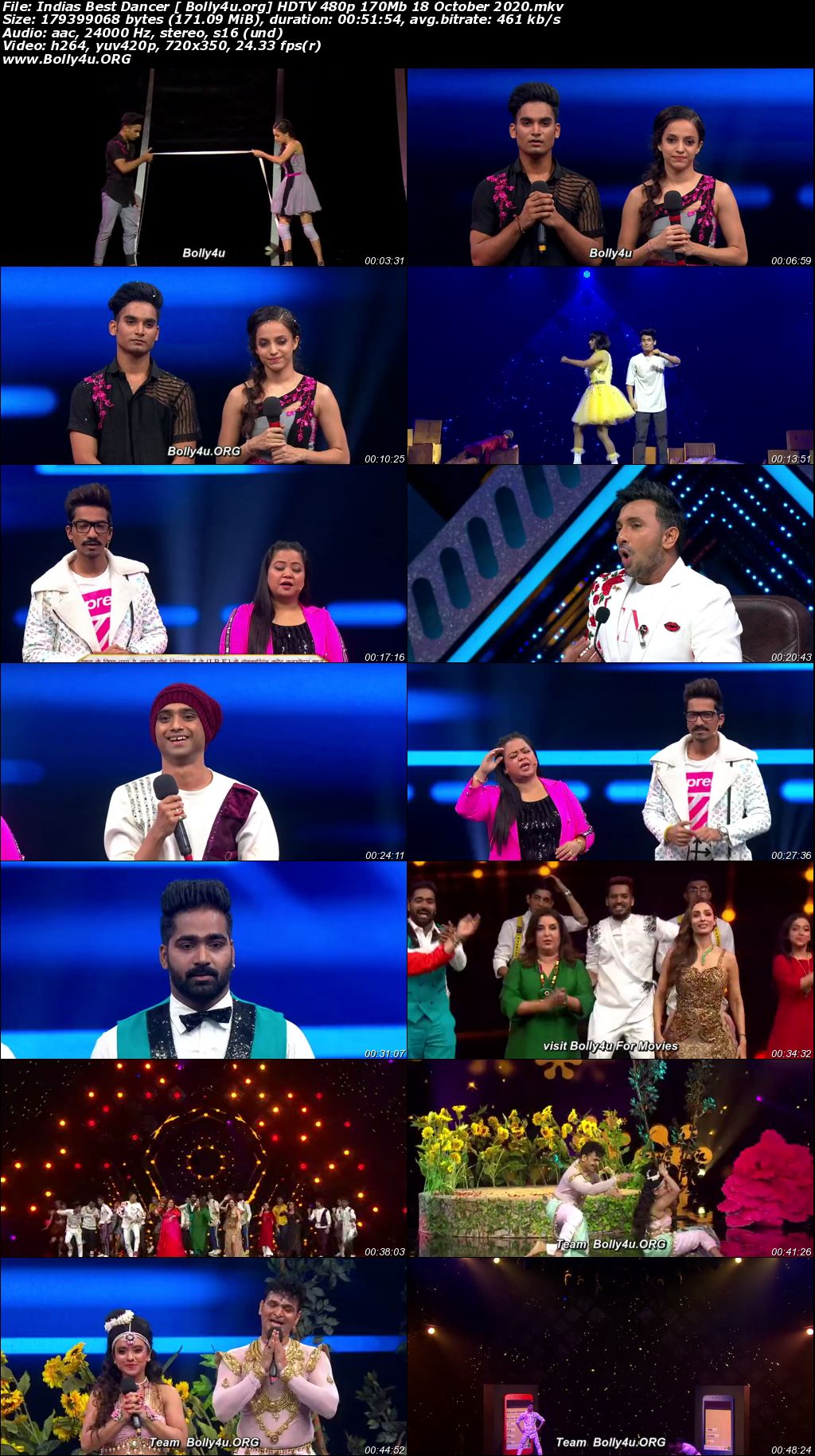 Indias Best Dancer HDTV 480p 170Mb 18 October 2020 Download