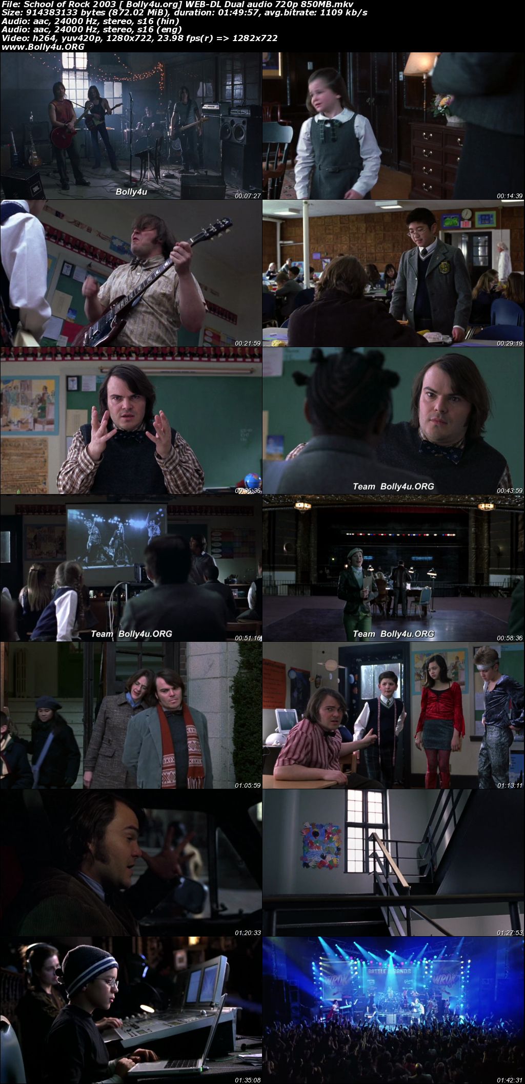 School of Rock 2003 WEB-DL 300MB Hindi Dual Audio 480p Download