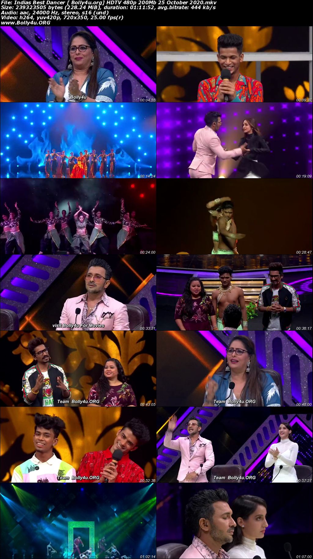 Indias Best Dancer HDTV 480p 200Mb 25 October 2020 Download