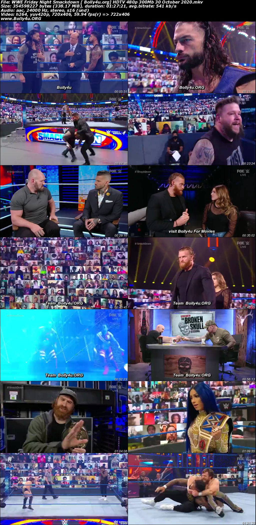WWE Friday Night Smackdown HDTV 480p 300Mb 30 October 2020 Download