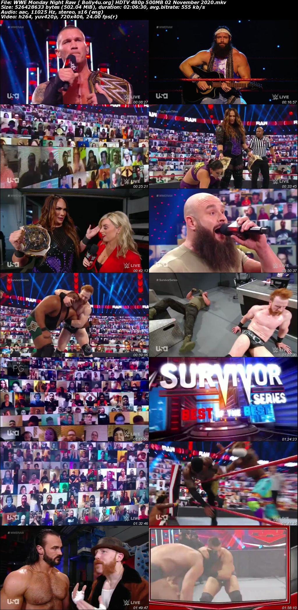 WWE Monday Night Raw HDTV 480p 500MB 02 November 2020 Download