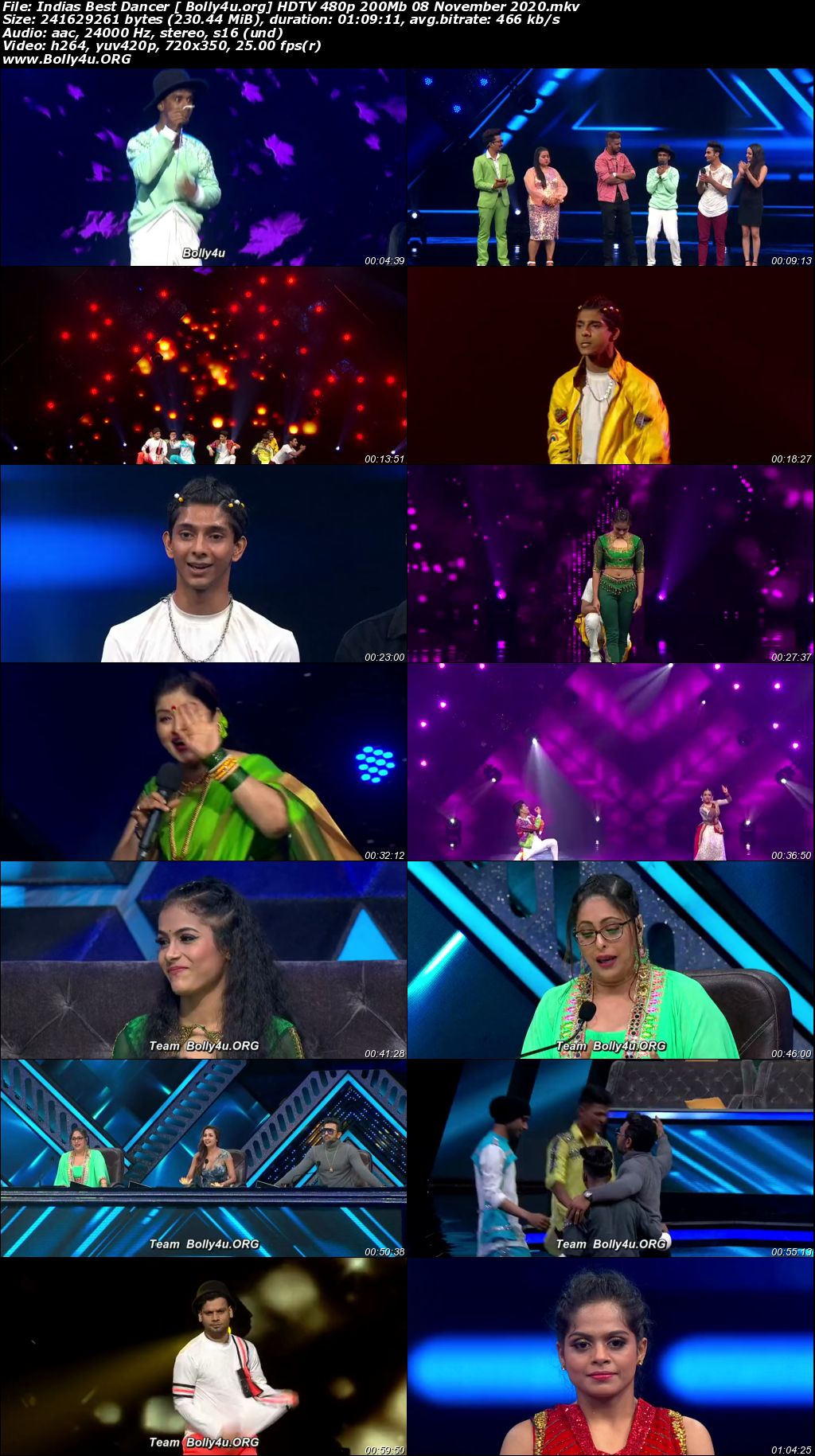 Indias Best Dancer HDTV 480p 250Mb 08 November 2020 Download