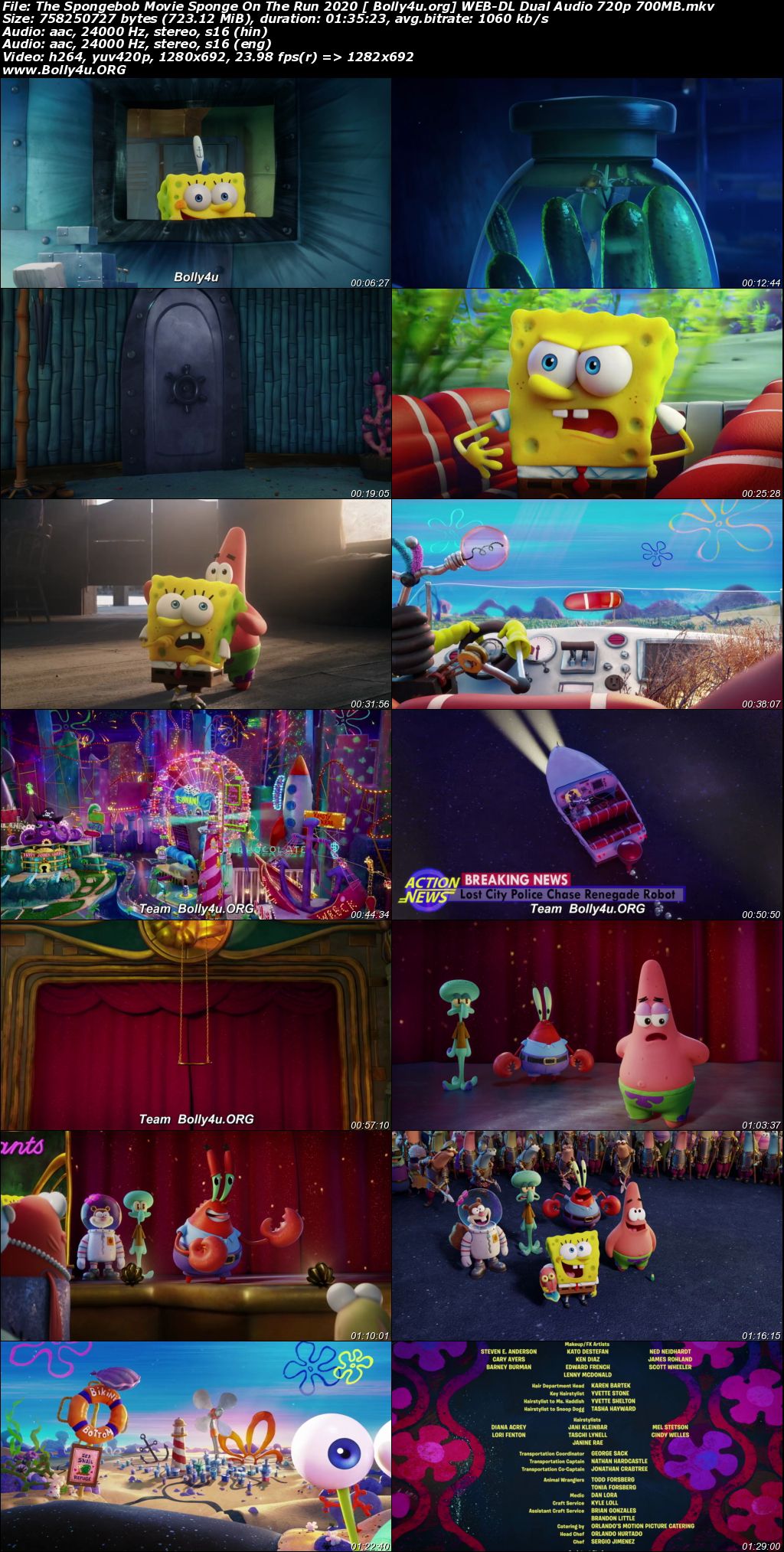 The Spongebob Movie Sponge On The Run 2020 WEB-DL 300MB Hindi Dual Audio 480p Download