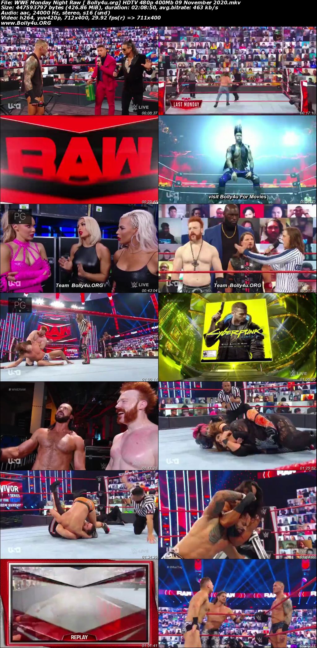 WWE Monday Night Raw HDTV 480p 400Mb 09 November 2020 Download