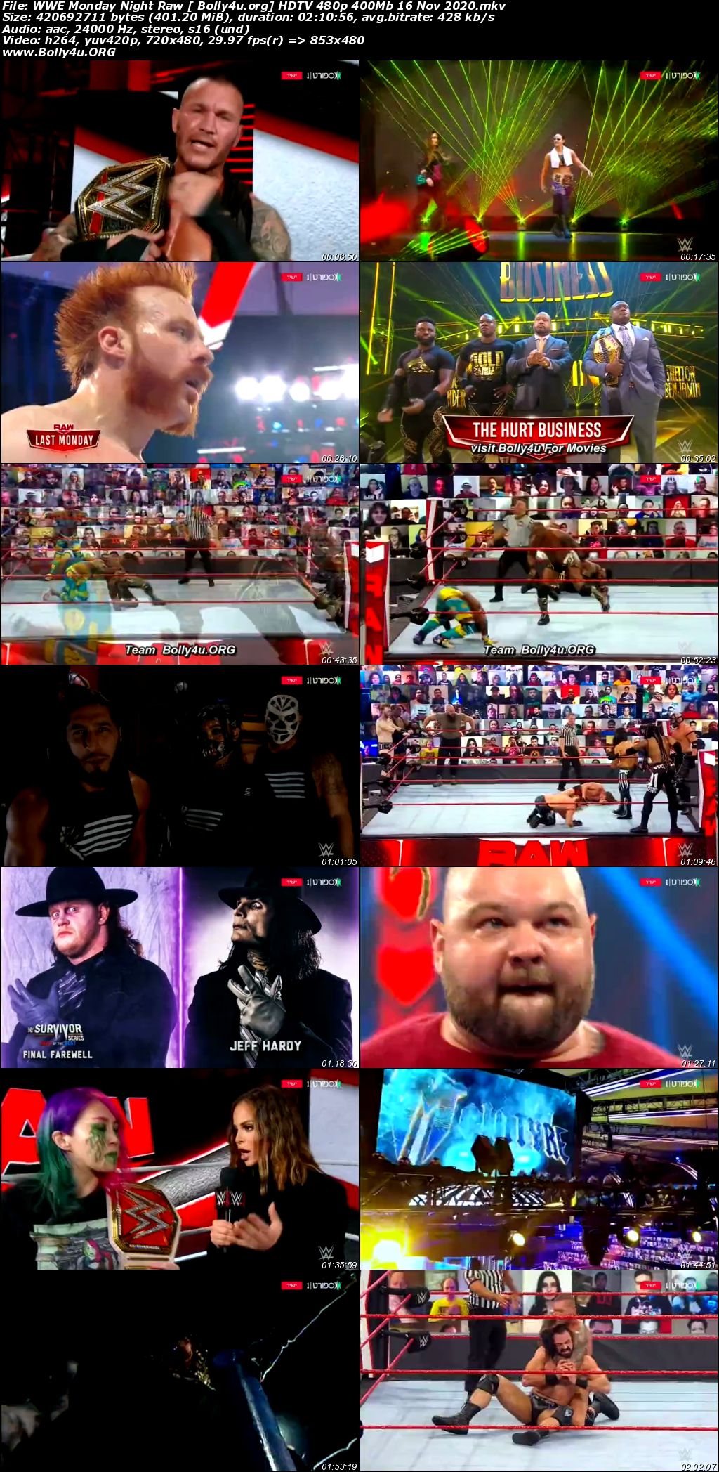 WWE Monday Night Raw HDTV 480p 400Mb 16 Nov 2020 Download