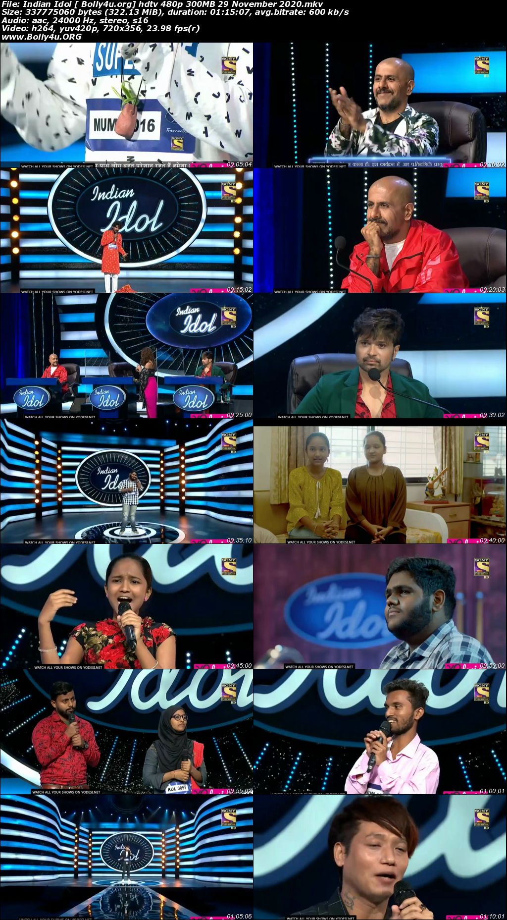 Indian Idol 2020 HDTV 480p 300MB 29 November 2020 Download