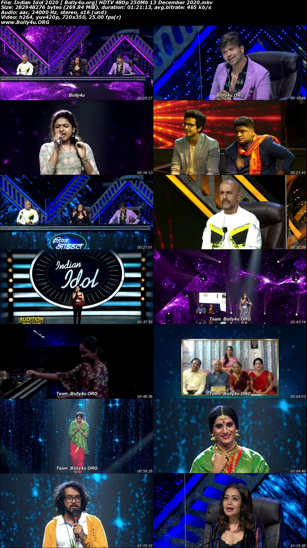 Indian Idol 2020 HDTV 480p 250Mb 13 December 2020 Download