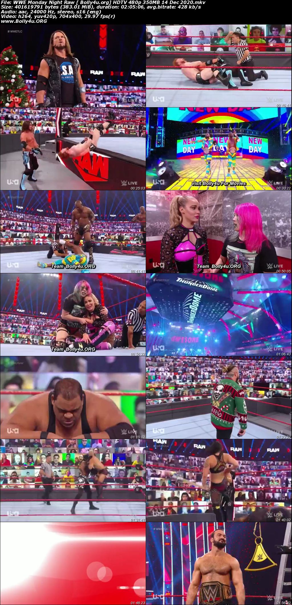 WWE Monday Night Raw HDTV 480p 350MB 14 Dec 2020 Download