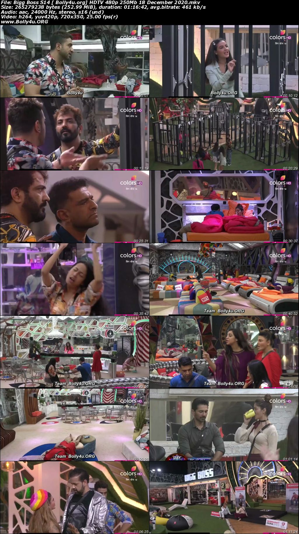 Bigg Boss S14 HDTV 480p 250Mb 18 December 2020 Download