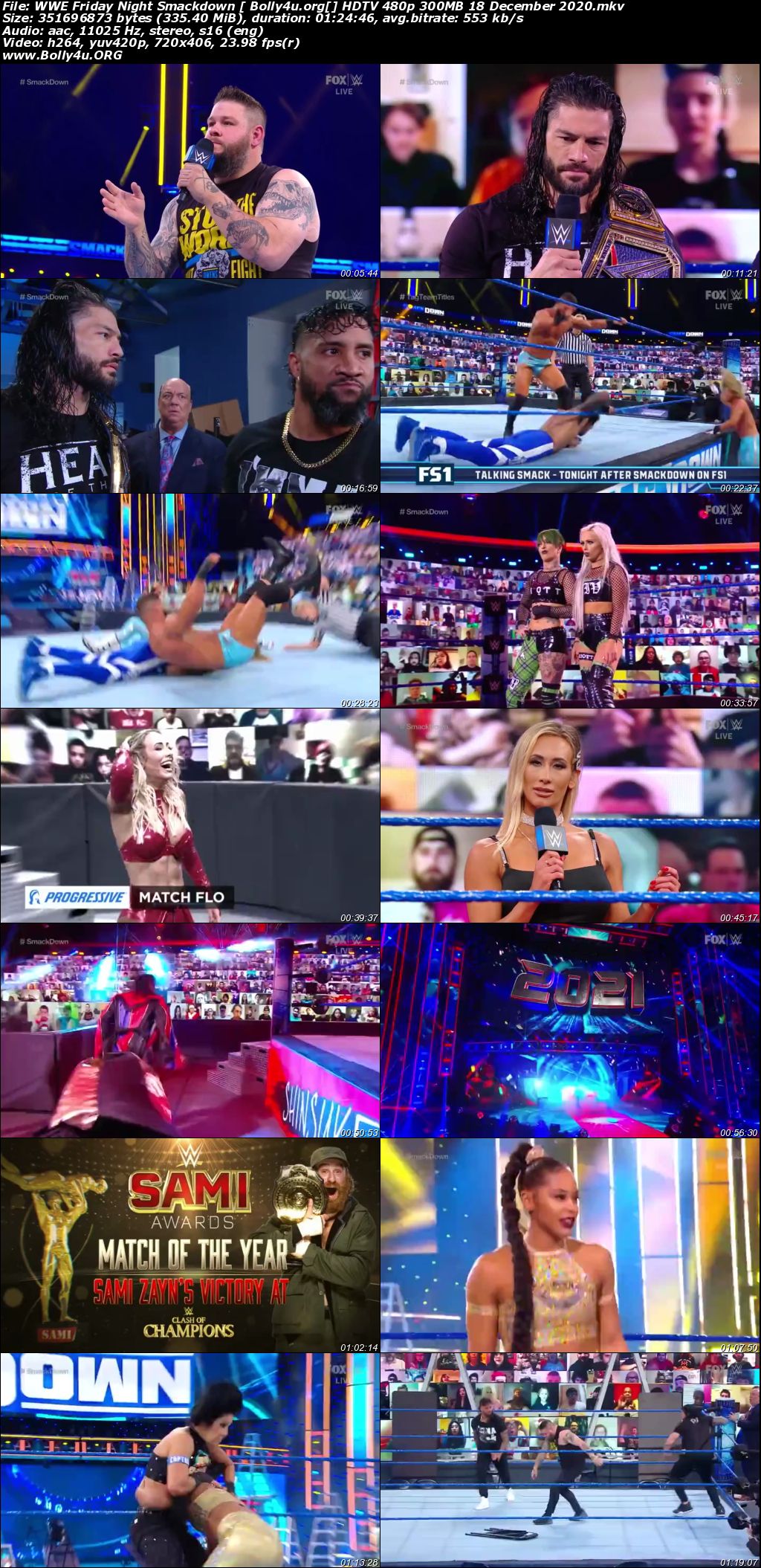 WWE Friday Night Smackdown HDTV 480p 300MB 18 December 2020 Download