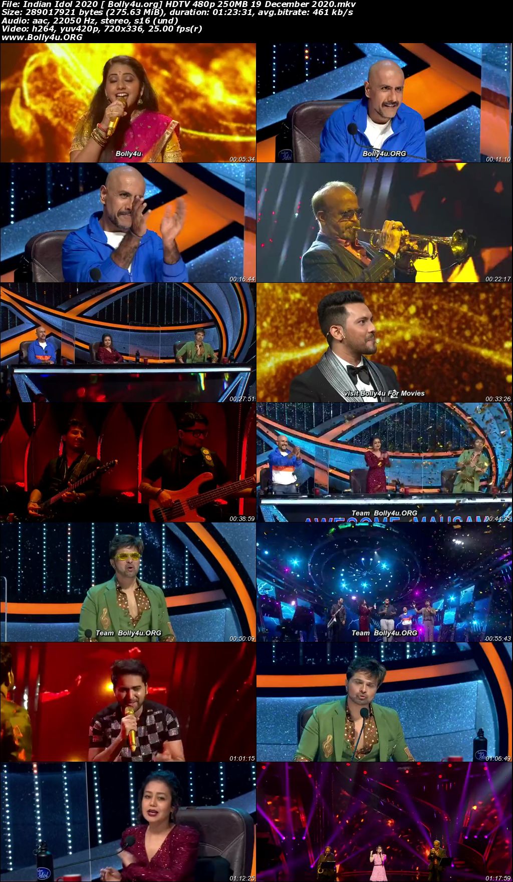 Indian Idol 2020 HDTV 480p 250MB 19 December 2020 Download