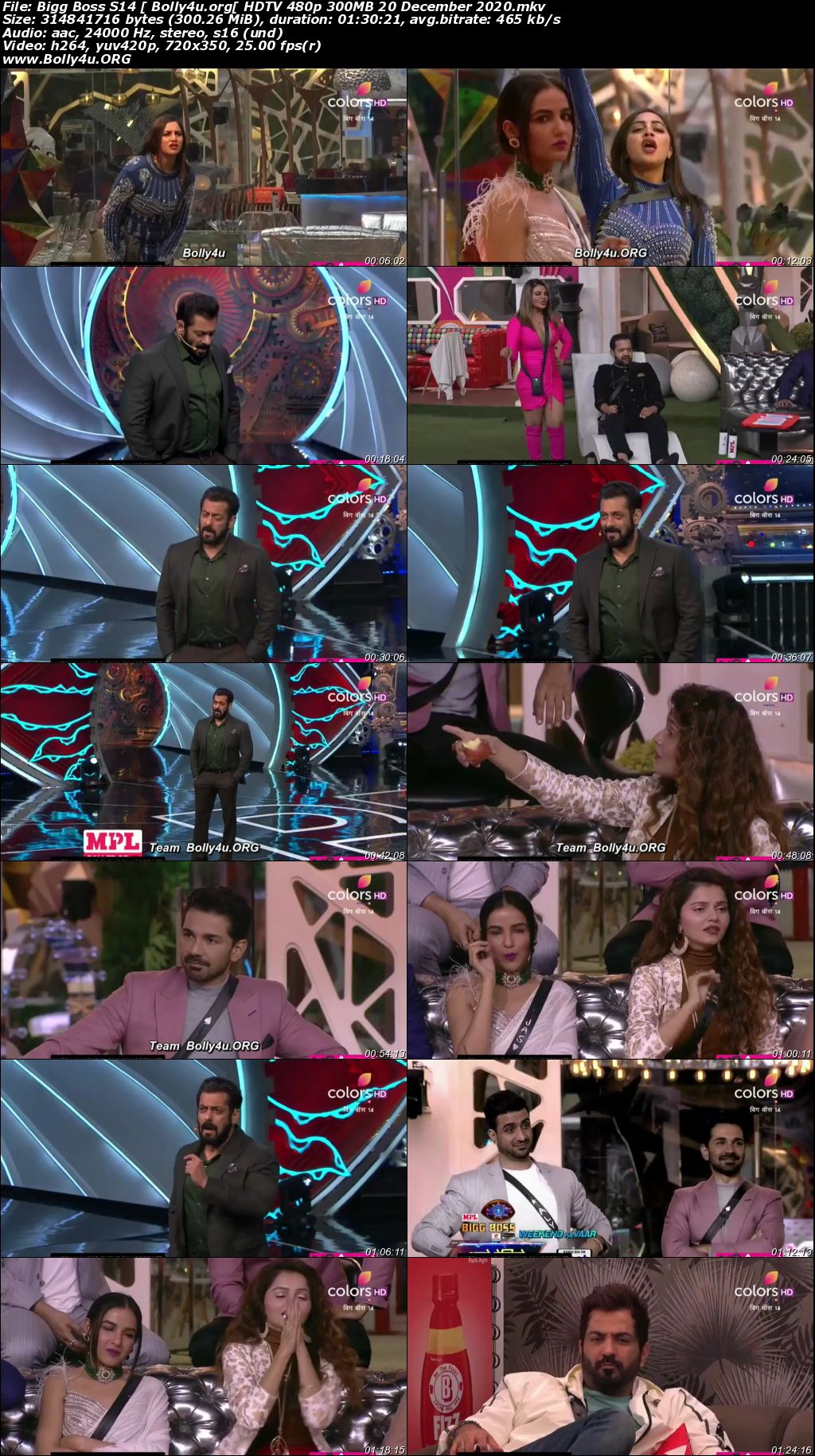 Bigg Boss S14 HDTV 480p 300MB 20 December 2020 Download