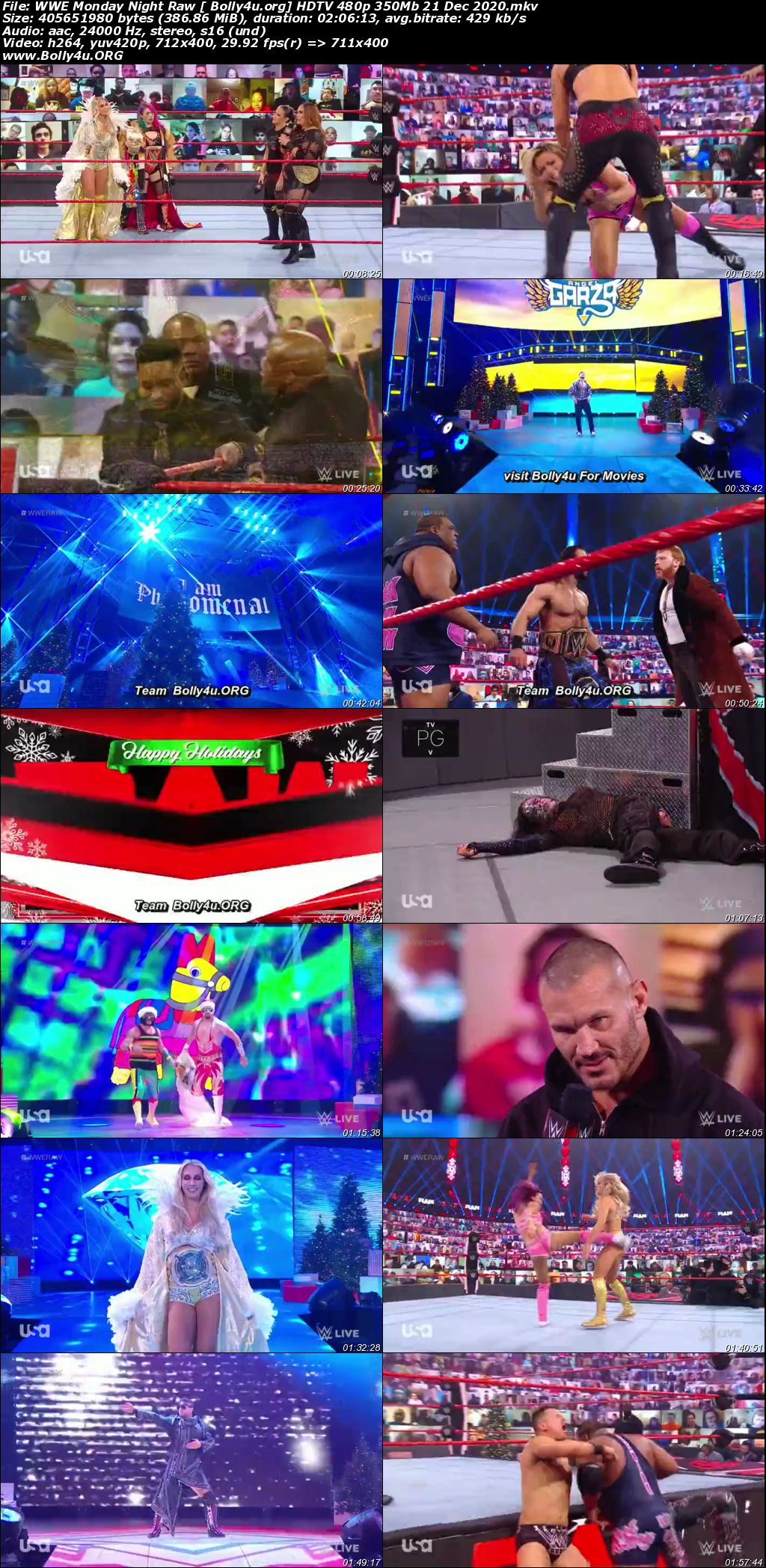 WWE Monday Night Raw HDTV 480p 350Mb 21 Dec 2020 Download