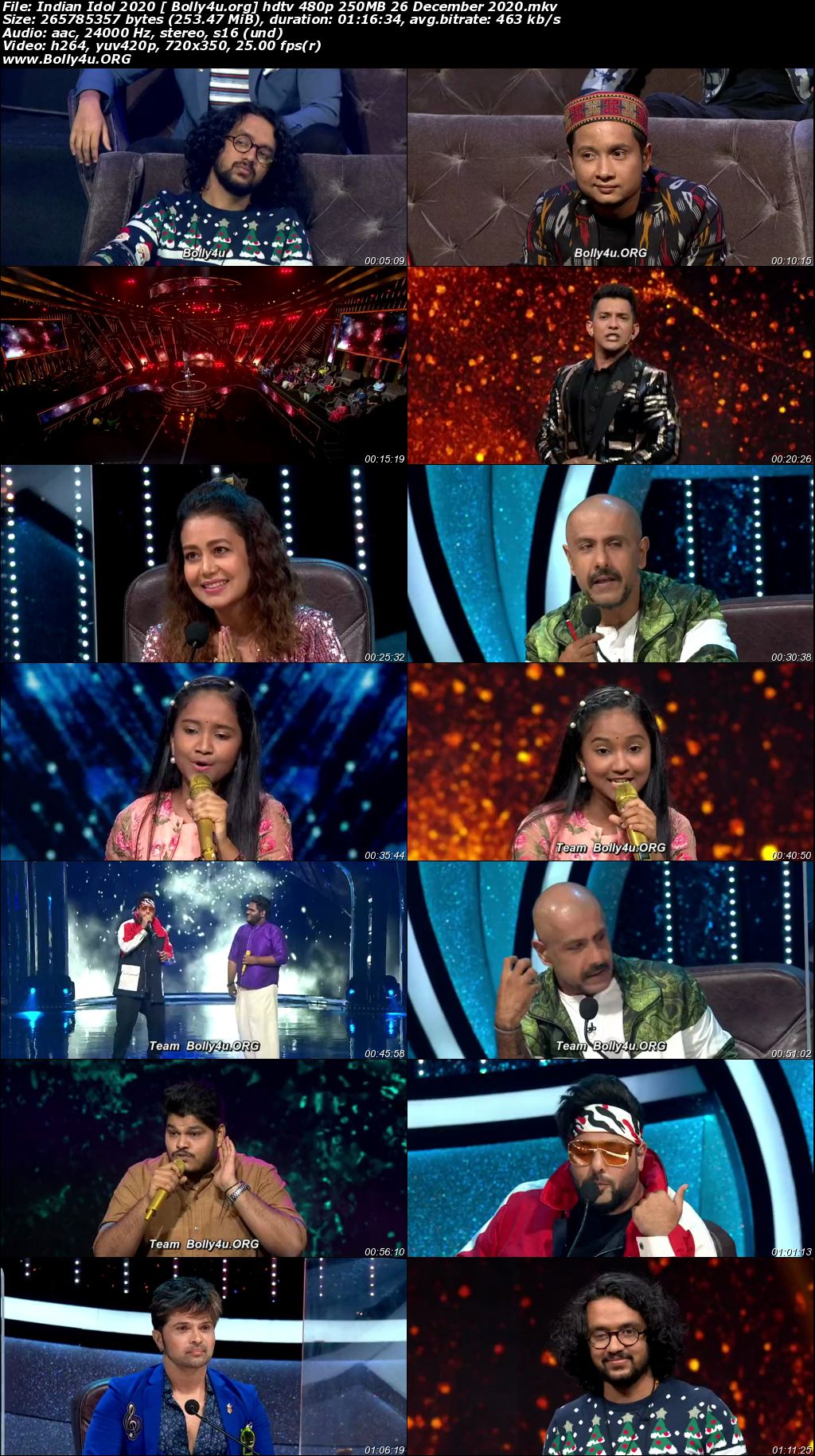 Indian Idol 2020 HDTV 480p 250MB 26 December 2020 Download