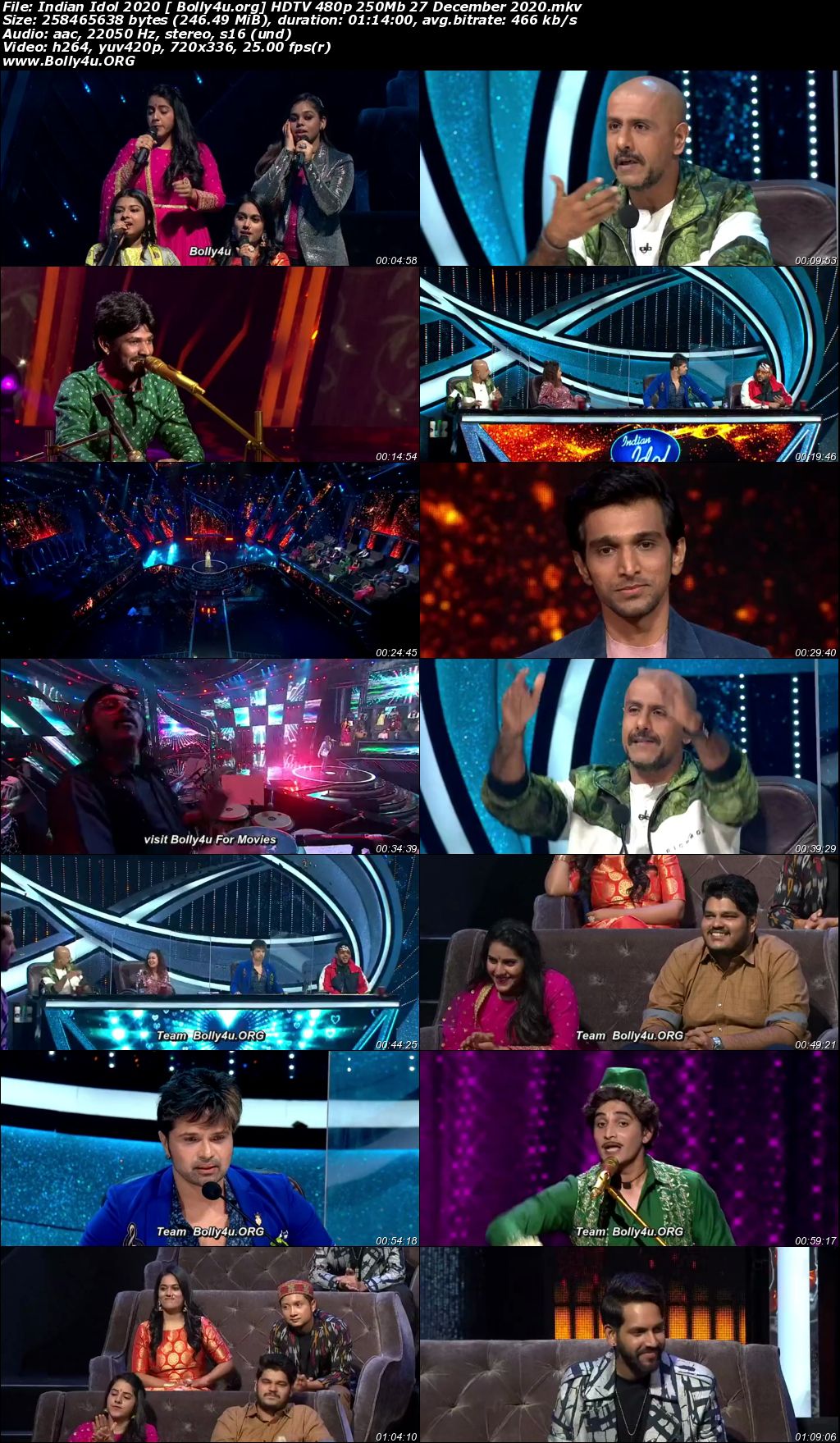 Indian Idol 2020 HDTV 480p 250Mb 27 December 2020 Download