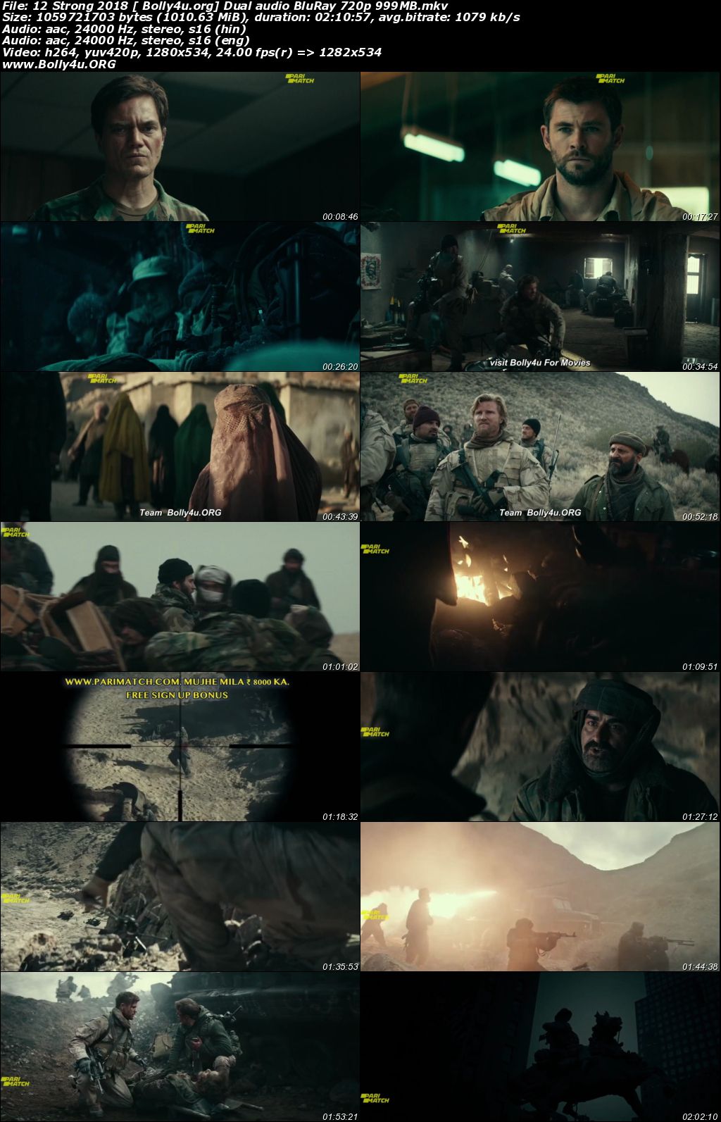 12 Strong 2018 BluRay 999MB Hindi (HQ) Dual Audio 720p Download