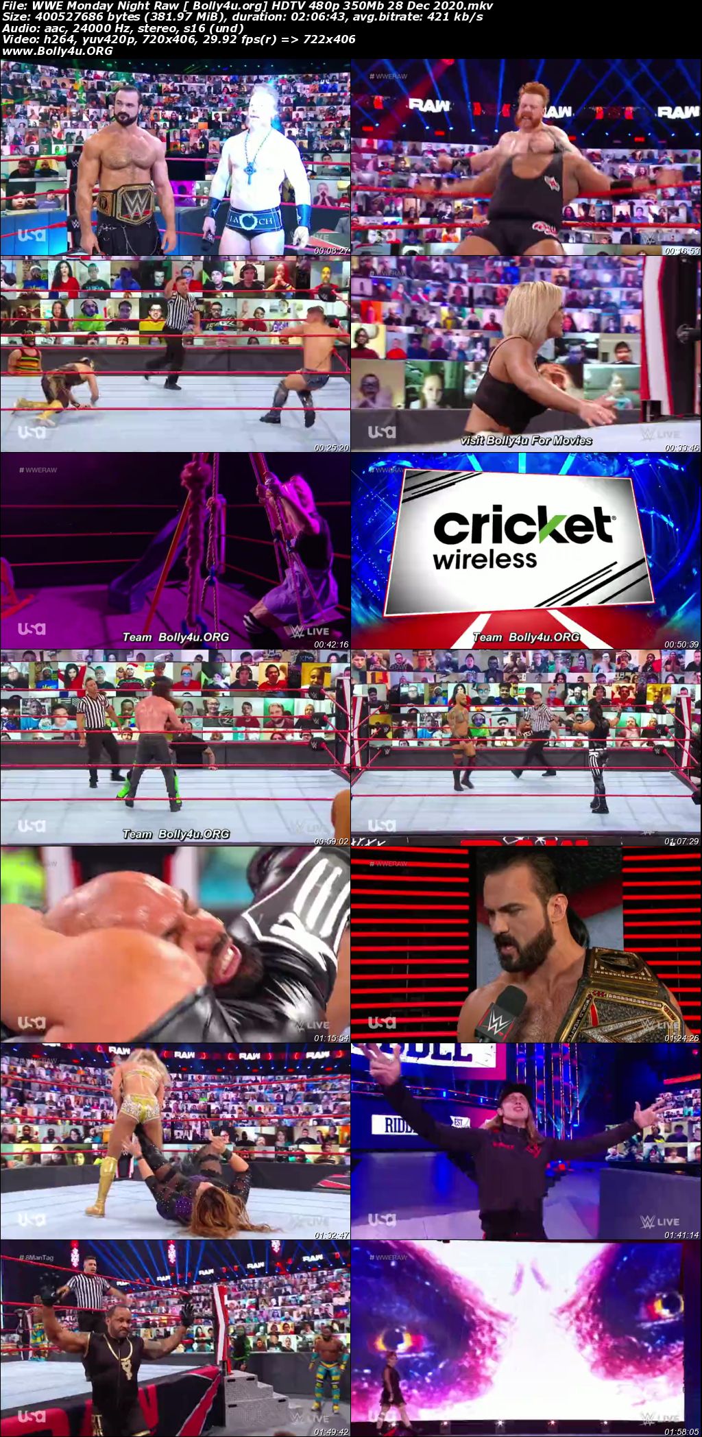 WWE Monday Night Raw HDTV 480p 350Mb 28 Dec 2020 Download