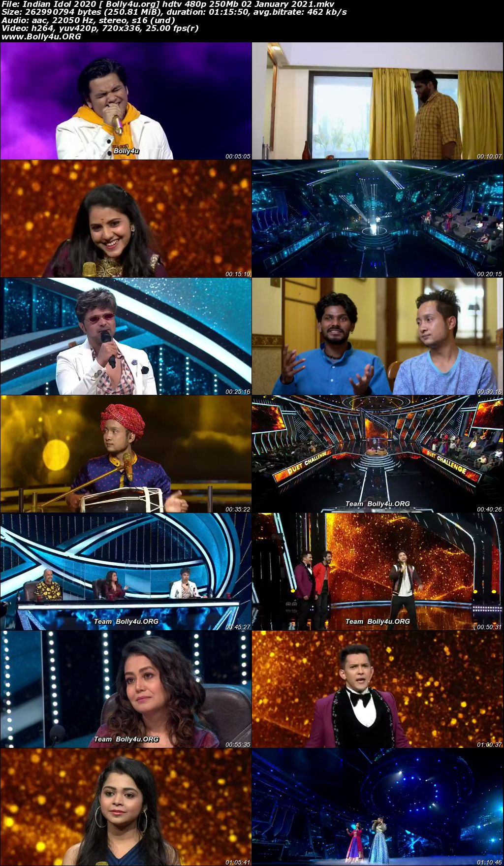 Indian Idol 2020 HDTV 480p 250Mb 02 January 2021 Download