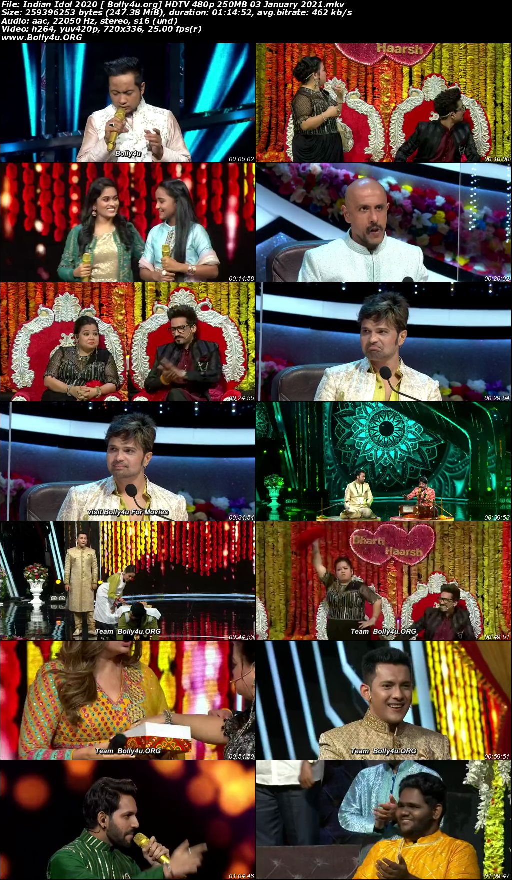 Indian Idol 2020 HDTV 480p 250MB 03 January 2021 Download