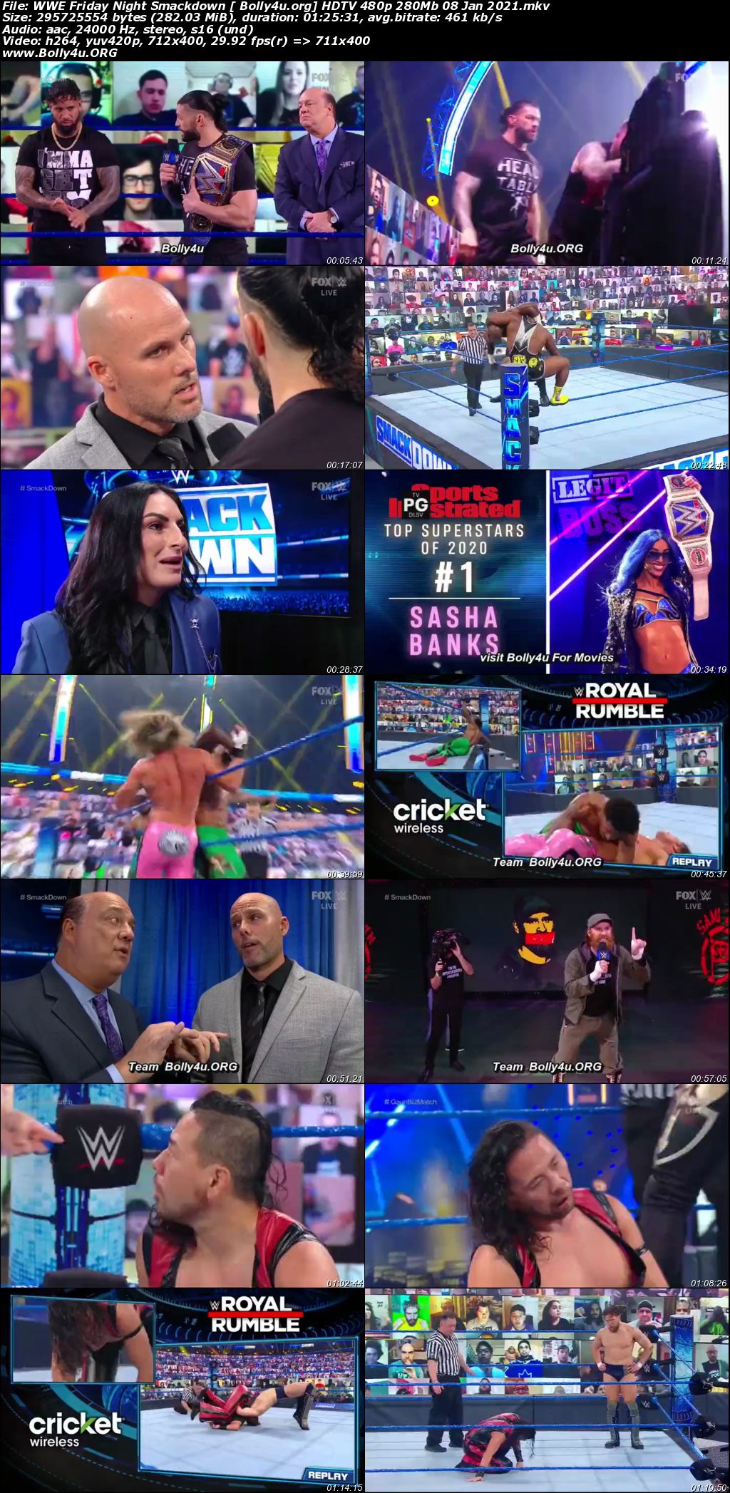 WWE Friday Night Smackdown HDTV 480p 280Mb 08 Jan 2021 Download