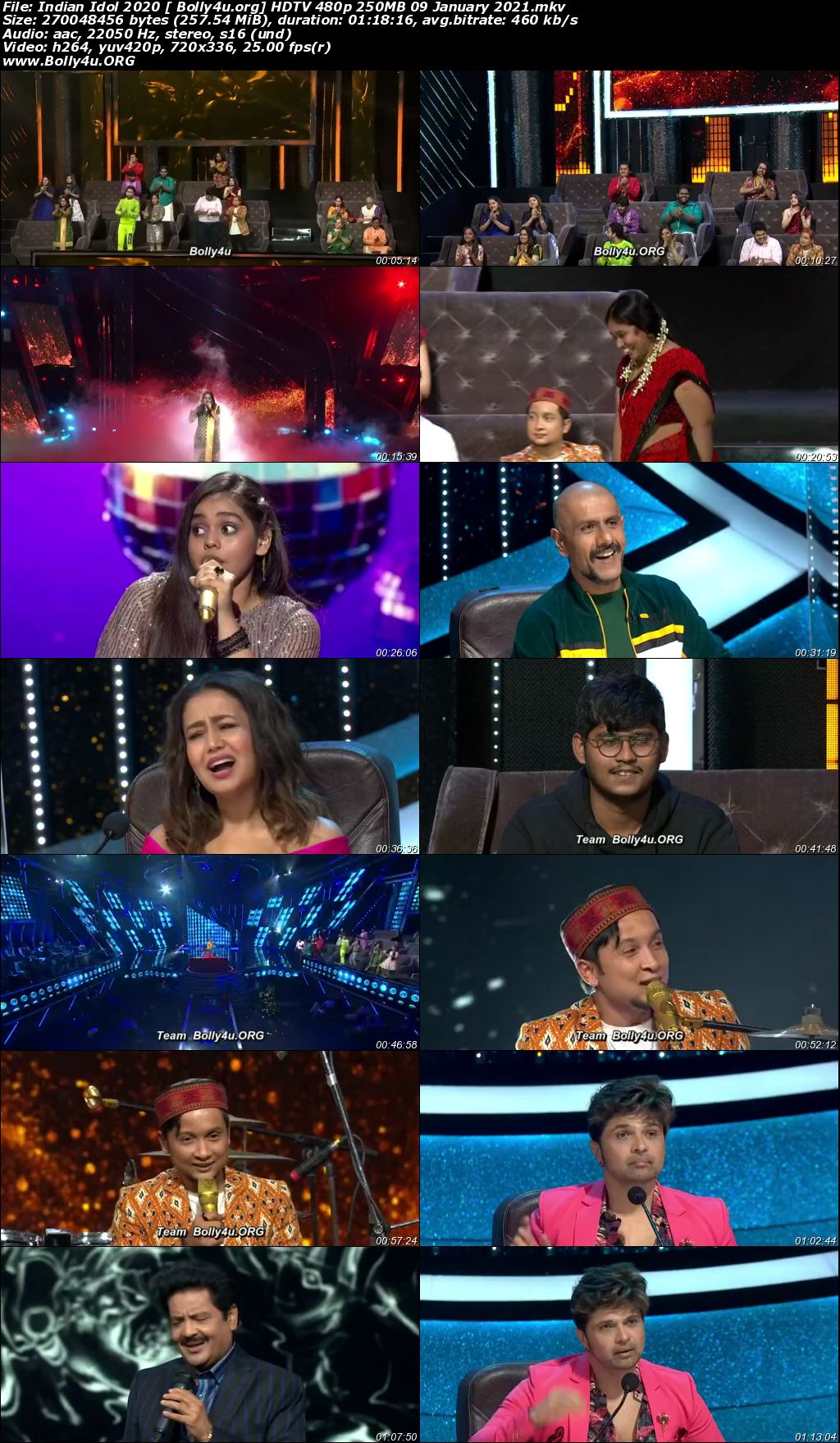 Indian Idol 2020 HDTV 480p 250MB 09 January 2021 Download