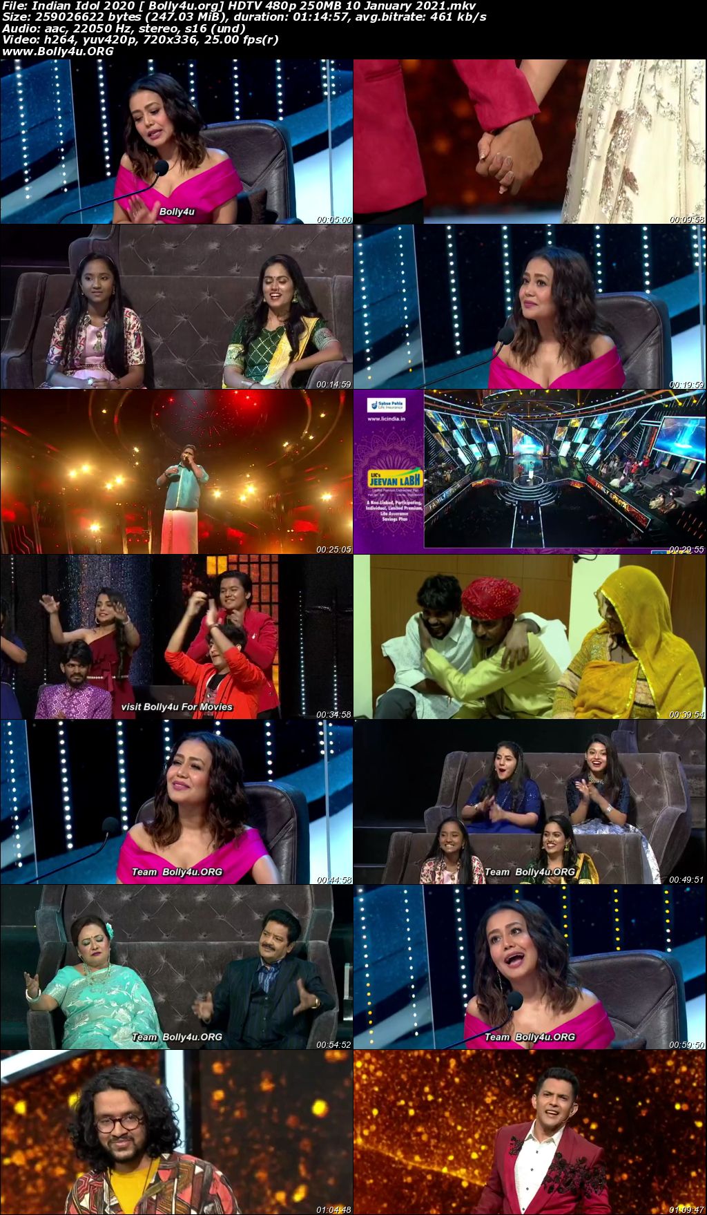 Indian Idol 2020 HDTV 480p 250MB 10 January 2021 Download