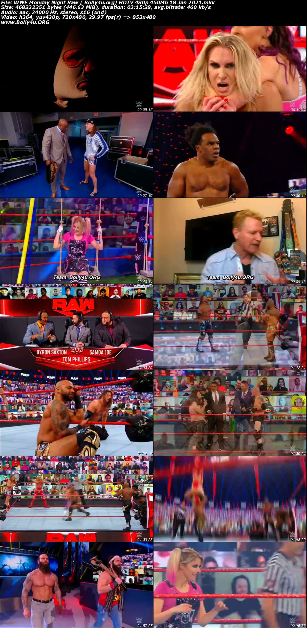 WWE Monday Night Raw HDTV 480p 450Mb 18 Jan 2021 Download