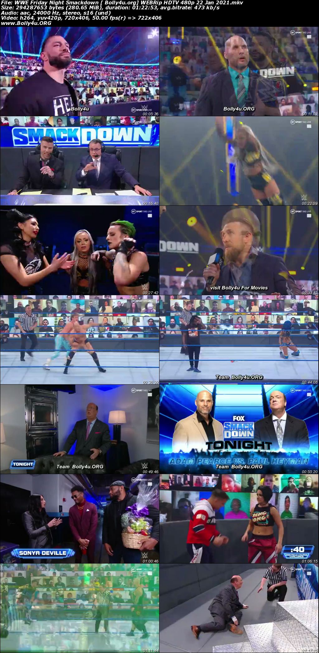 WWE Friday Night Smackdown HDTV 480p 280Mb 22 Jan 2021 Download