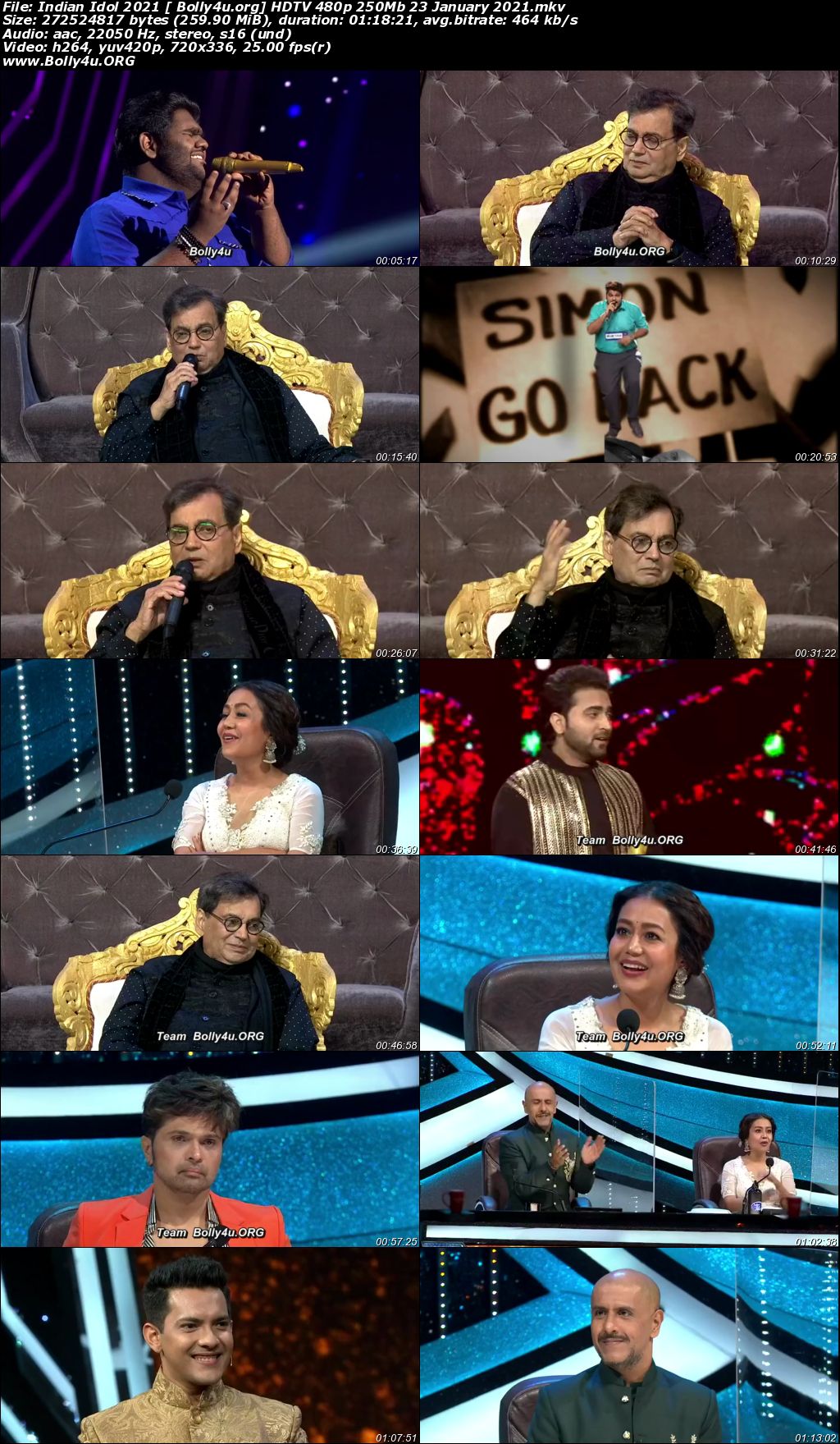 Indian Idol 2021 HDTV 480p 250Mb 23 January 2021 Download