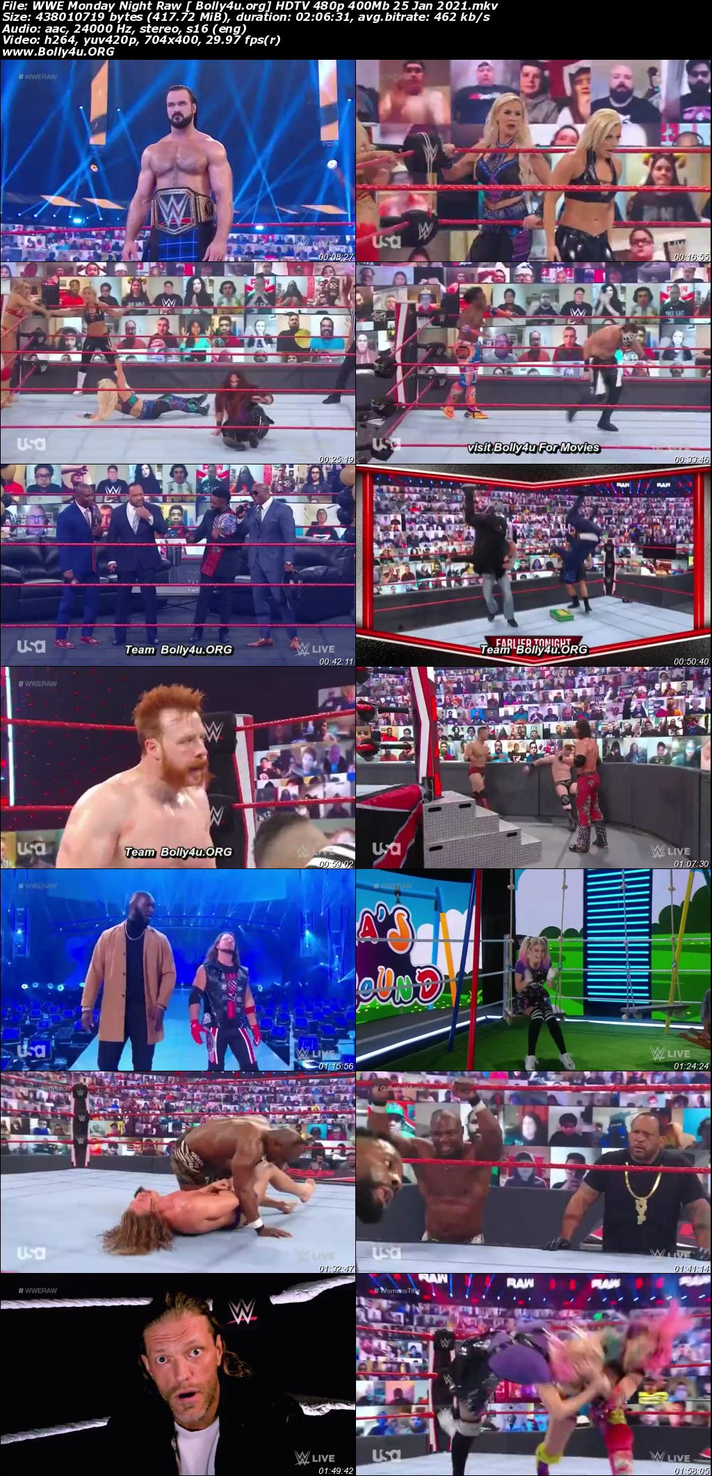 WWE Monday Night Raw HDTV 480p 400Mb 25 Jan 2021 Download