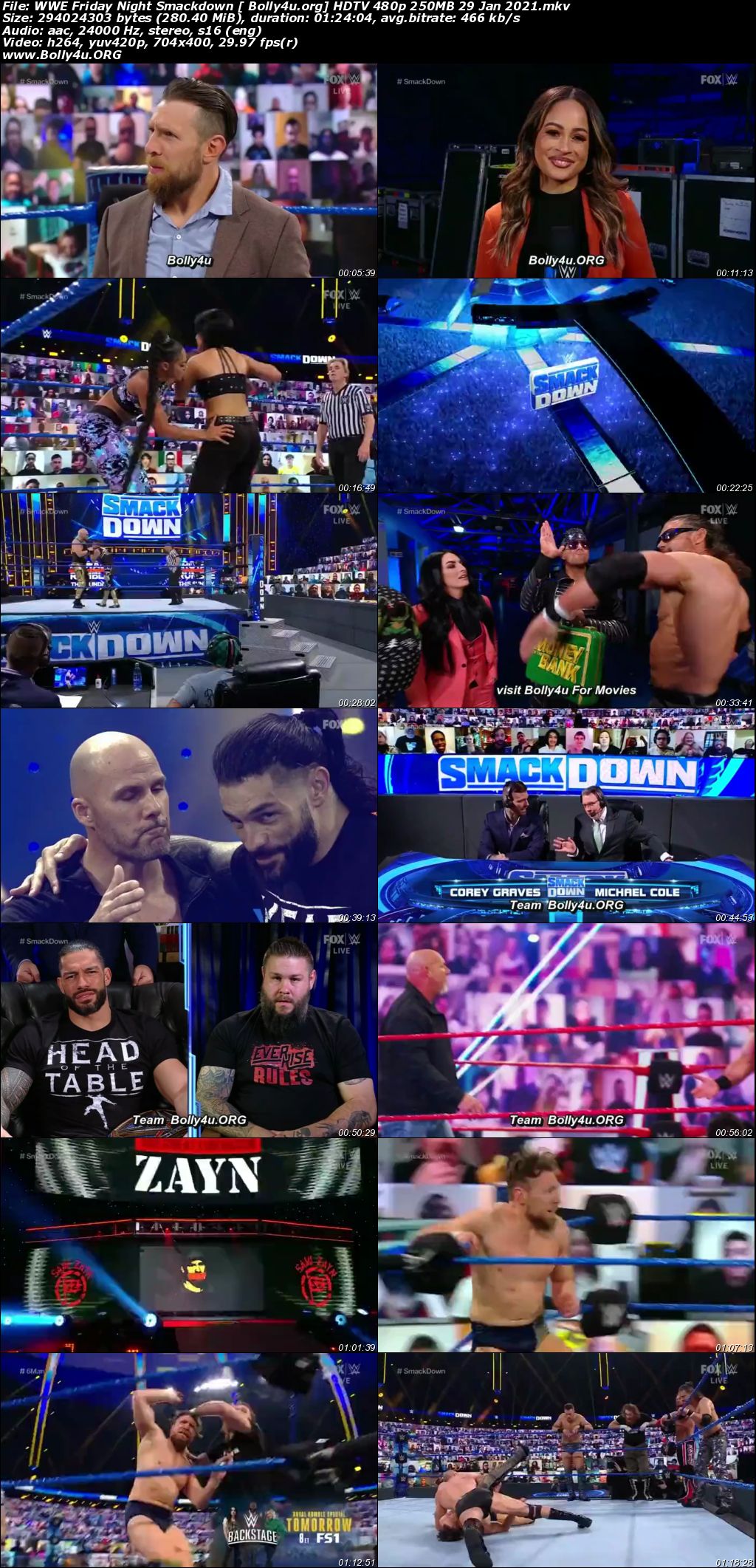 WWE Friday Night Smackdown HDTV 480p 250MB 29 Jan 2021 Download