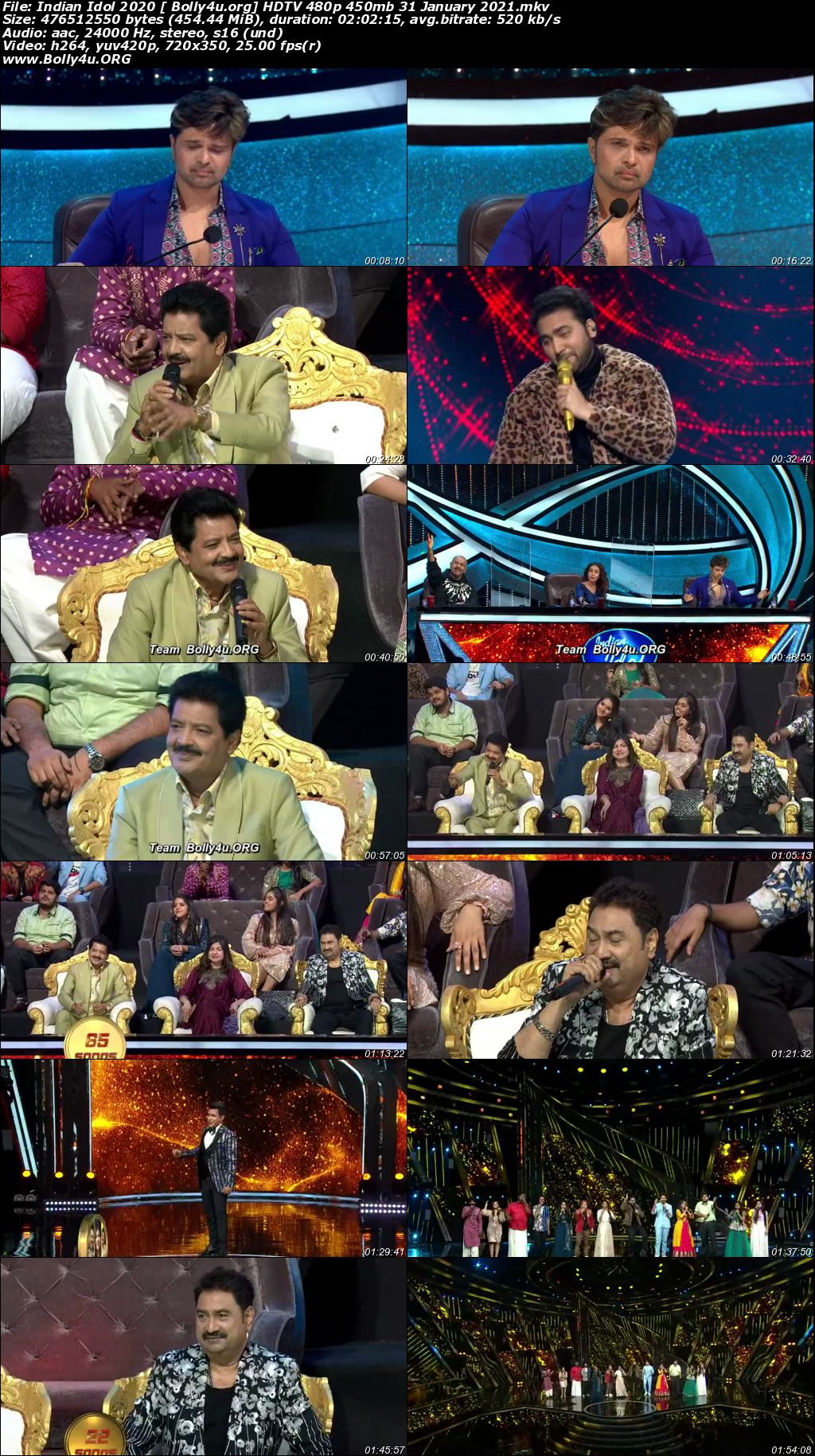 Indian Idol 2021 HDTV 480p 450mb 31 January 2021 Download