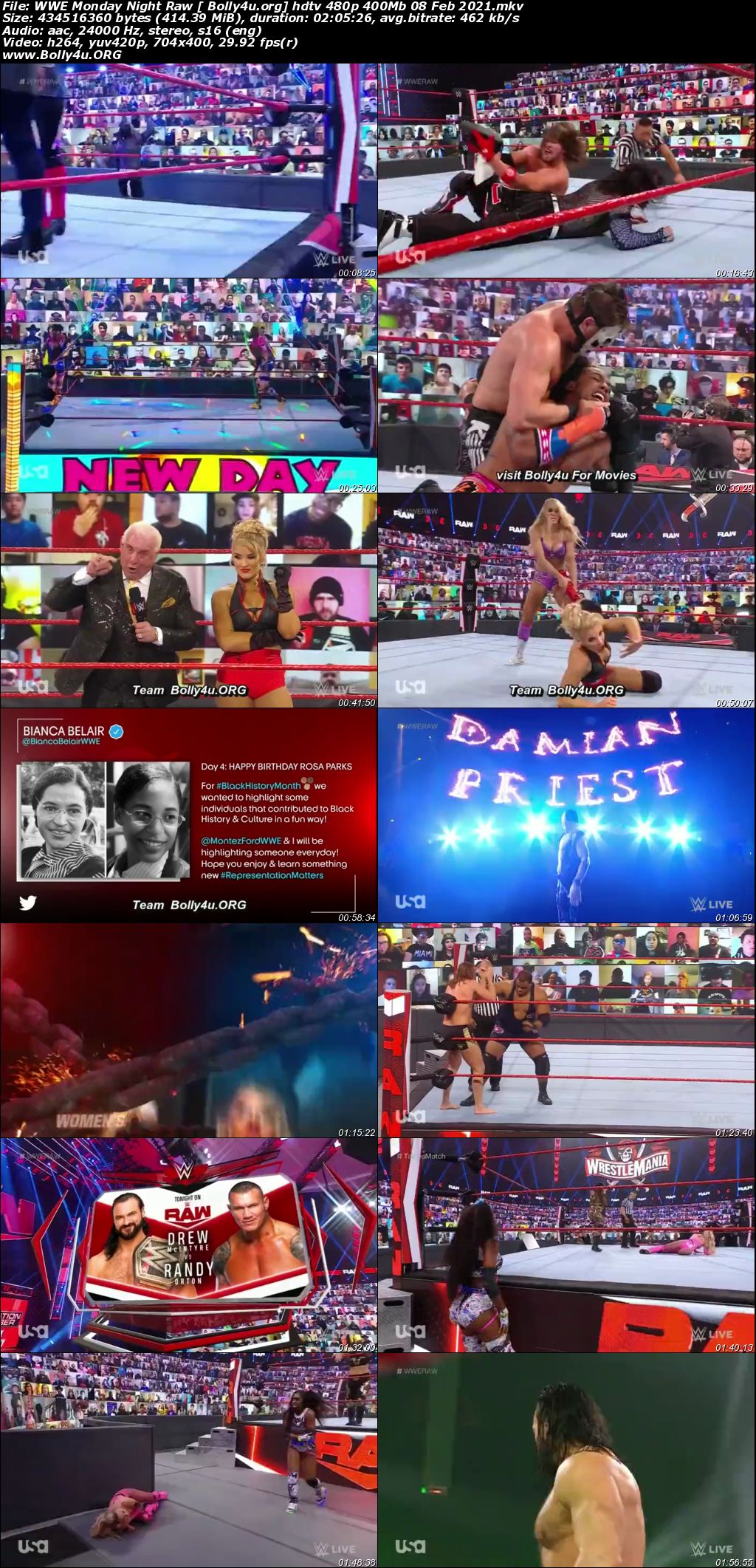 WWE Monday Night Raw HDTV 480p 400Mb 08 Feb 2021 Download